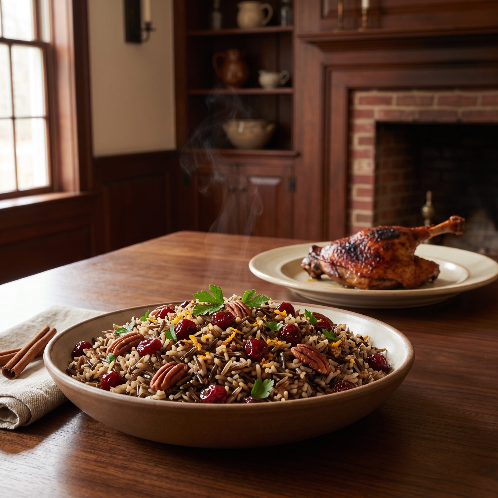 Roast Duck Upstaged by Cherry-Spiced Wild Rice