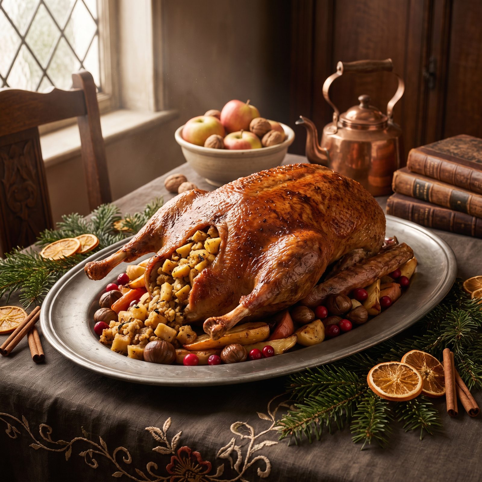 Roast Goose With Apple Stuffing