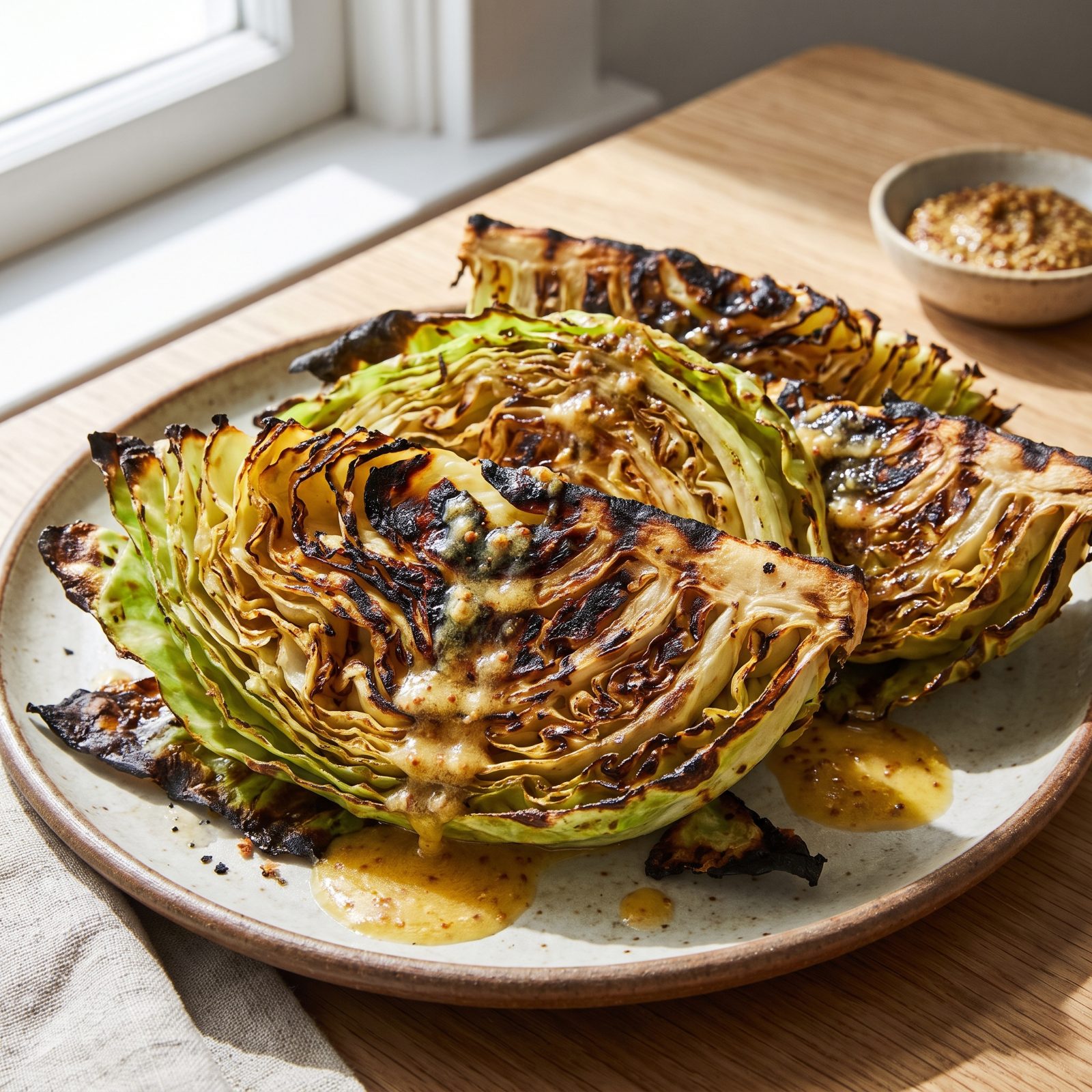 Roasted Cabbage Wedges With Mustard Butter