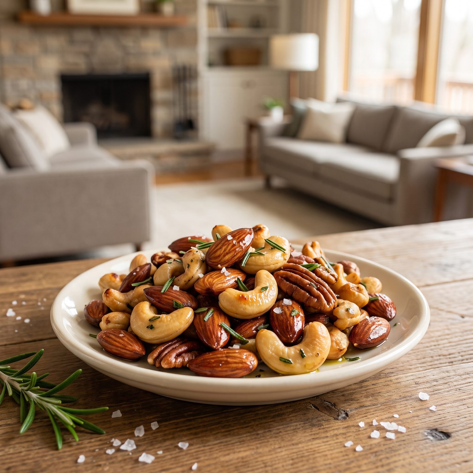 Roasted Nuts With Rosemary and Sea Salt
