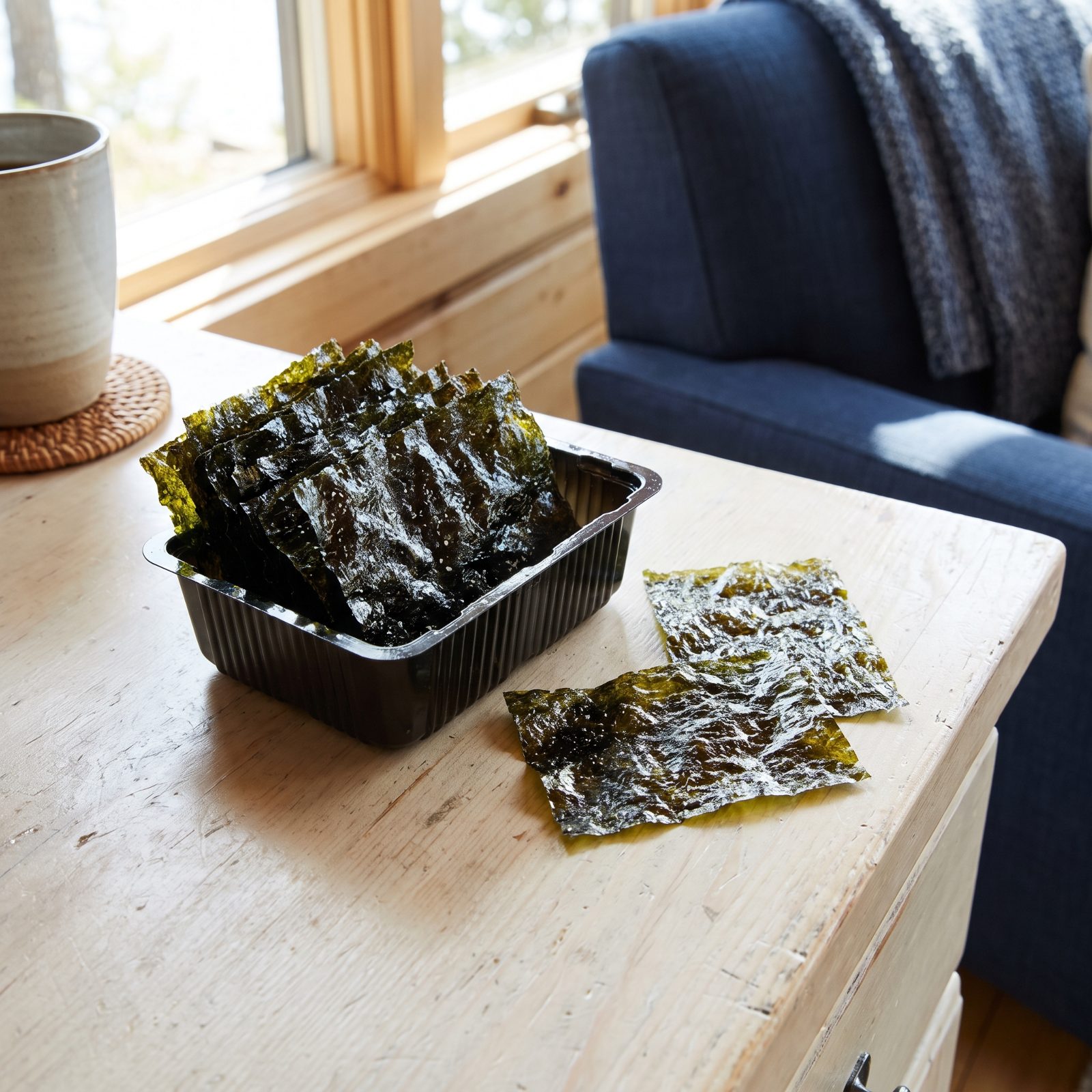 Roasted Seaweed Sheets Eaten Straight From the Tray