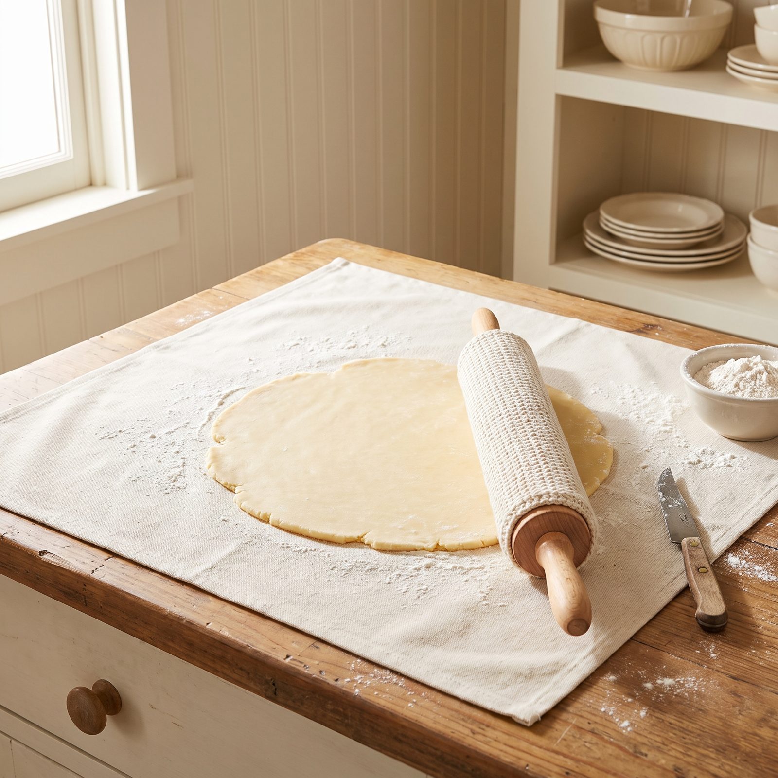Rolling Dough on a Pastry Cloth Instead of Bare Counter