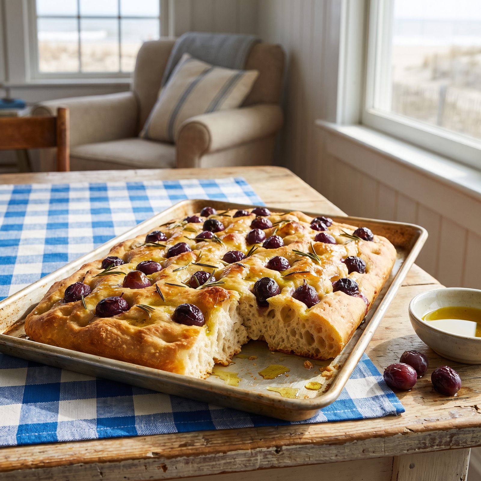 Rosemary Focaccia With Roasted Grapes