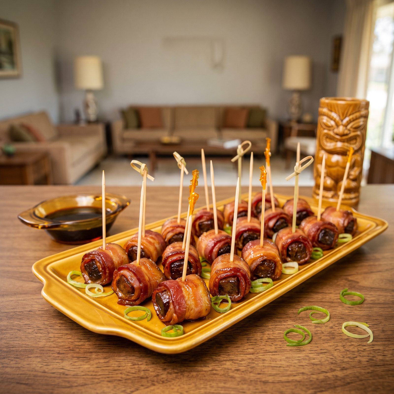 Rumaki Speared on Little Wooden Cocktail Picks
