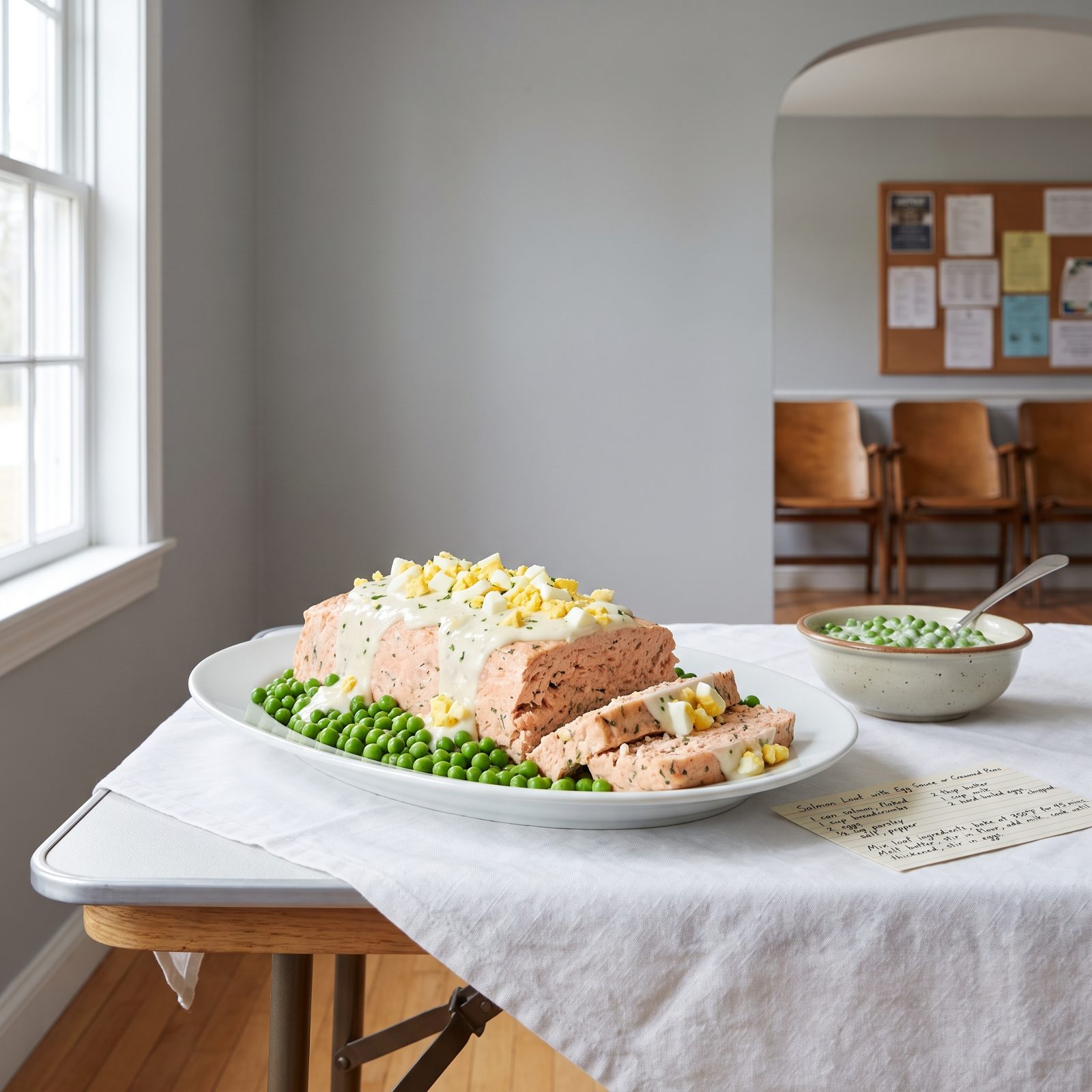 Salmon Loaf With Egg Sauce or Creamed Peas