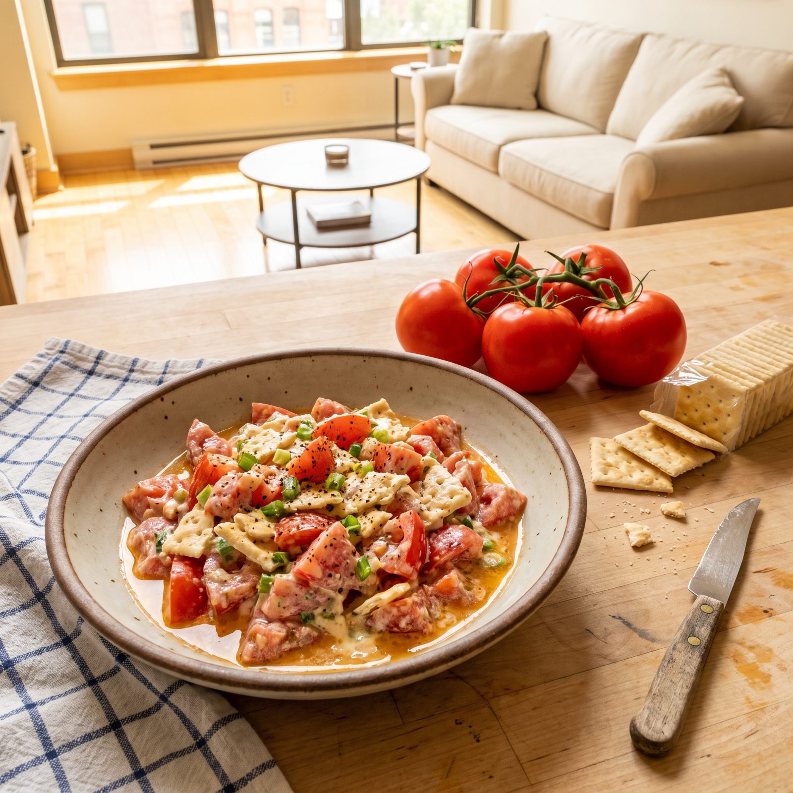 Saltine Crackers and Fresh Tomatoes in a Southern Salad