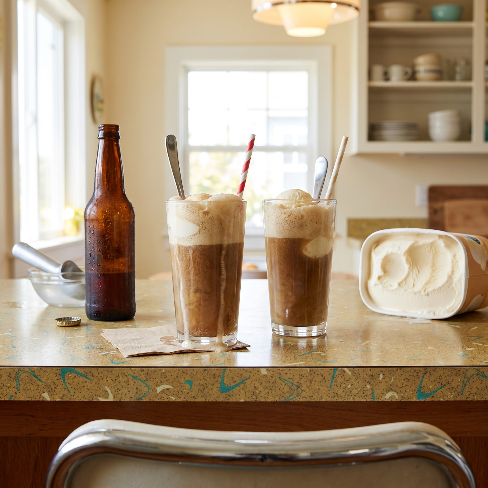 Saturday's Root Beer Floats in the Tall Kitchen Glasses