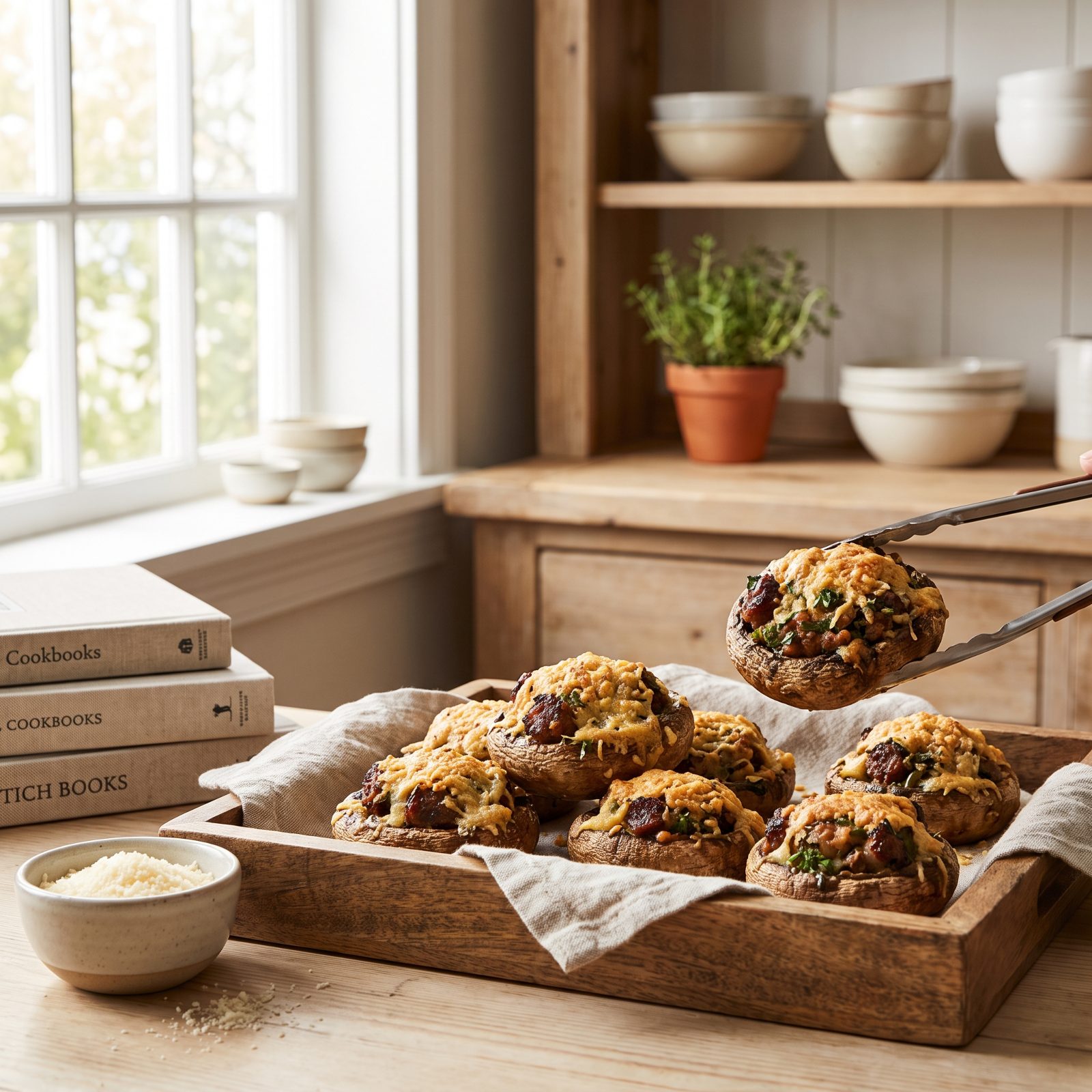 Sausage-Stuffed Mushrooms With Parmesan
