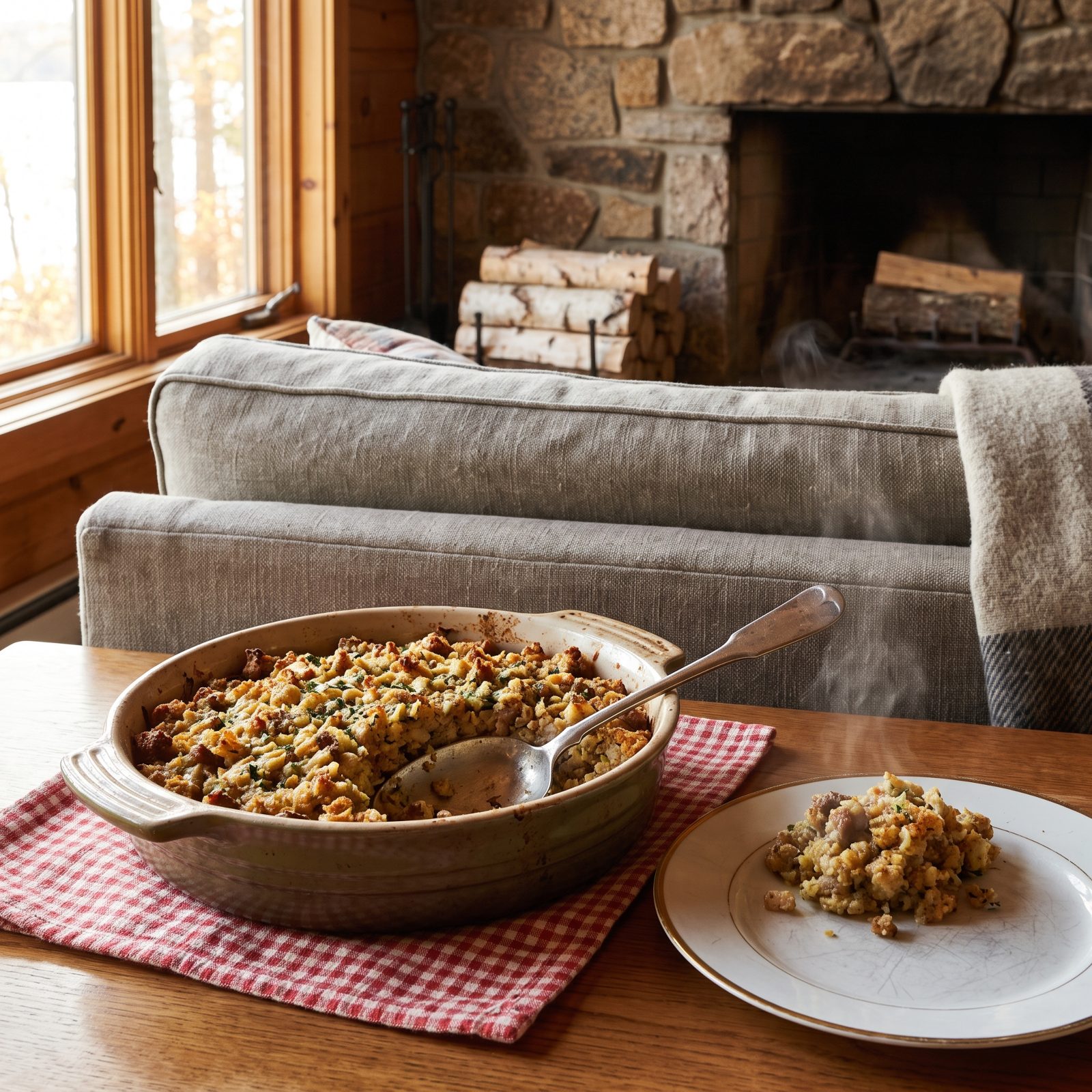 Sausage Stuffing Served as Supper