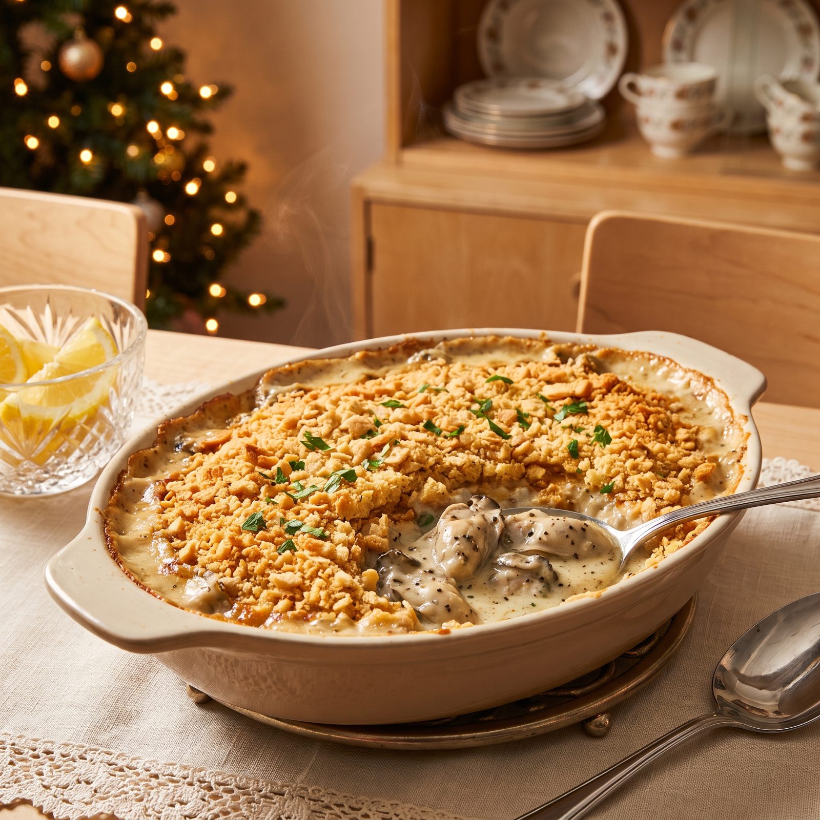 Scalloped Oysters Under Buttery Cracker Crumbs