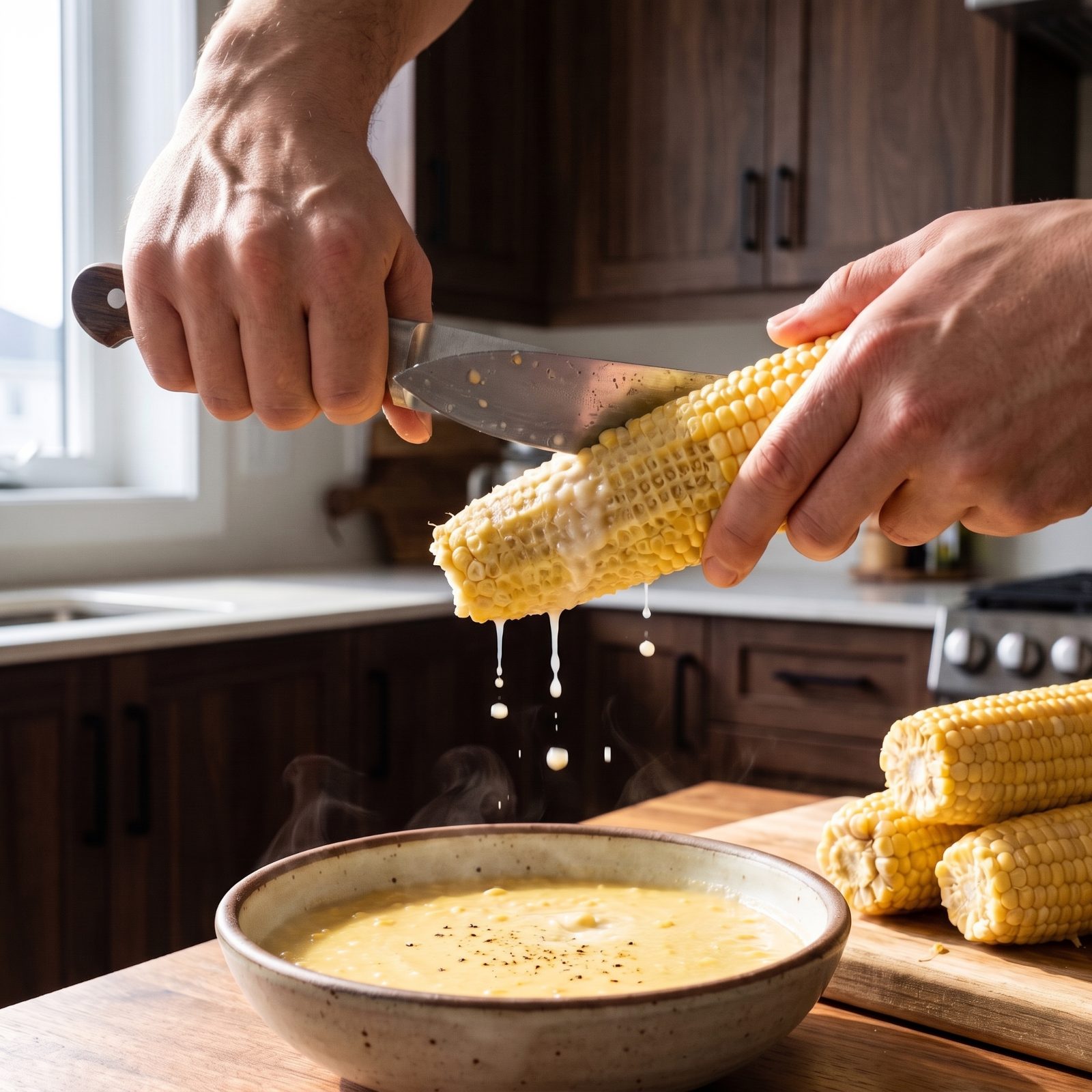 Scrape Corn Cobs for Chowder-Thickening Corn Milk