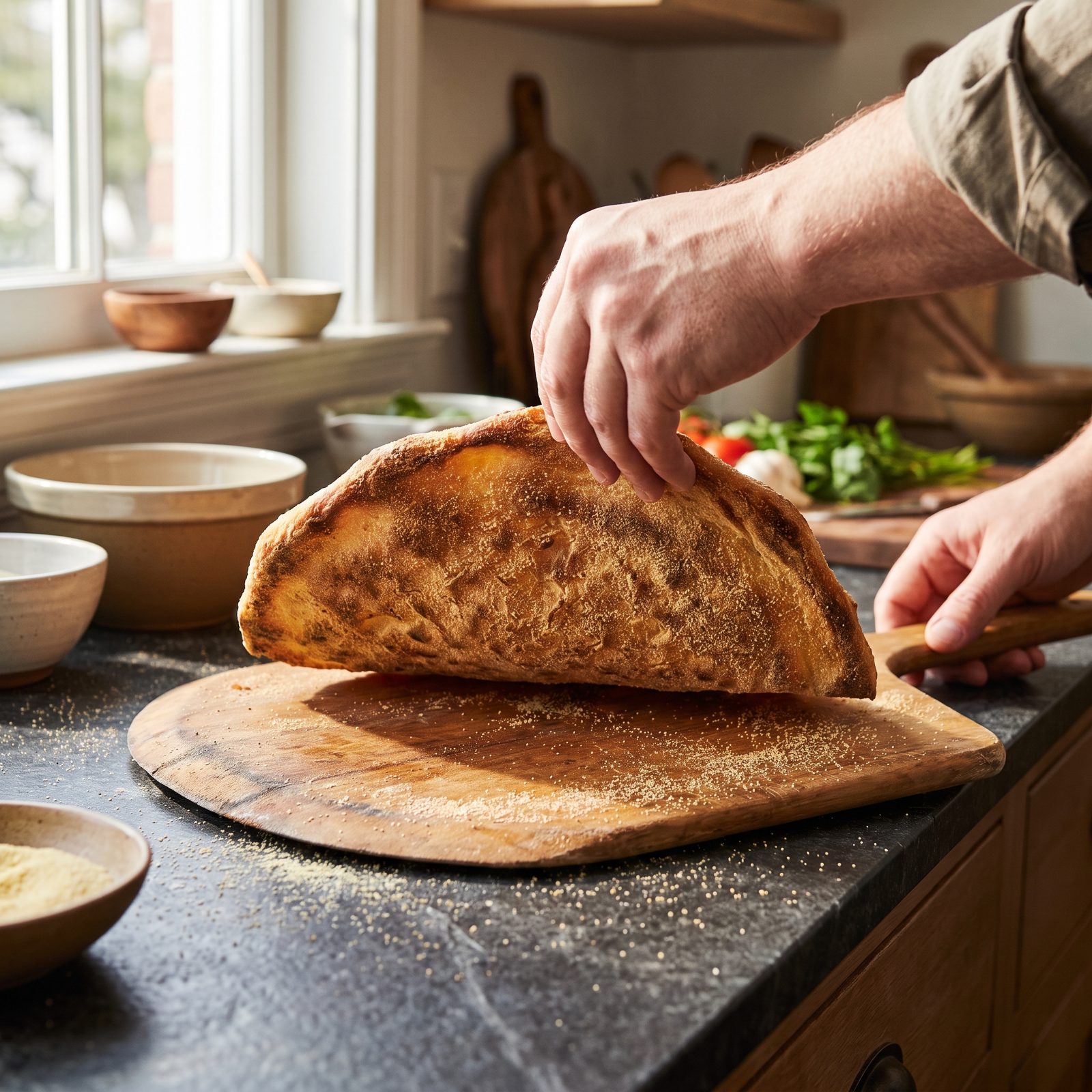 Semolina-Bottomed Pizza With a Crunchy Underside