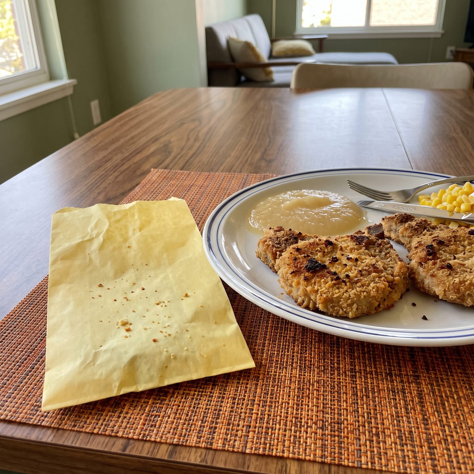Shake-and-Bake Pork Chops With Applesauce