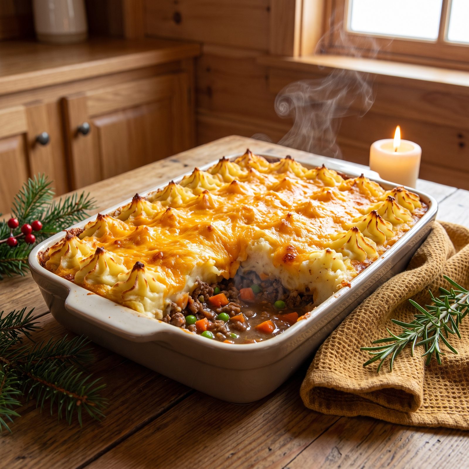 Shepherd's Pie With Cheddar-Topped Potatoes