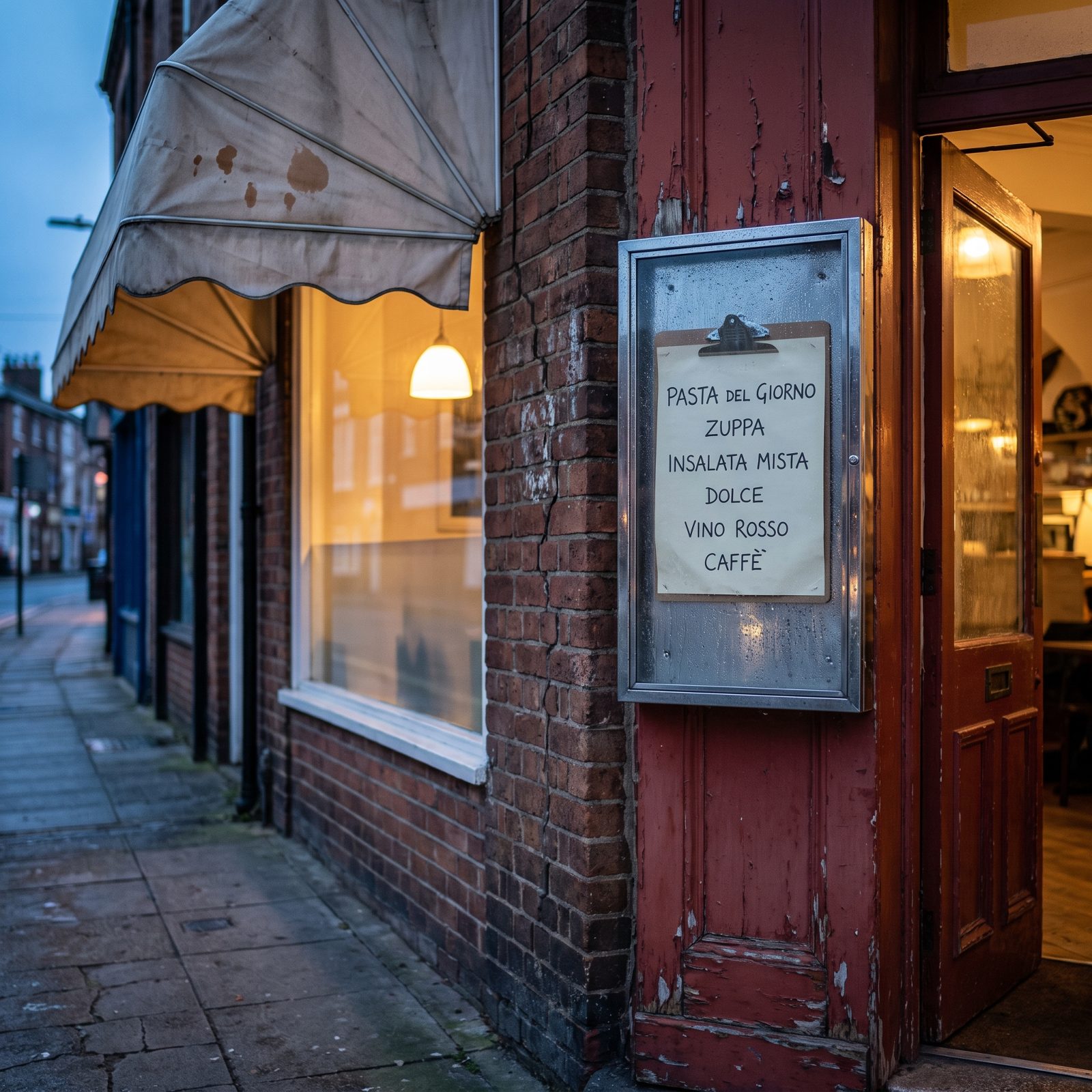 A Short, Focused Menu Is Posted by the Door