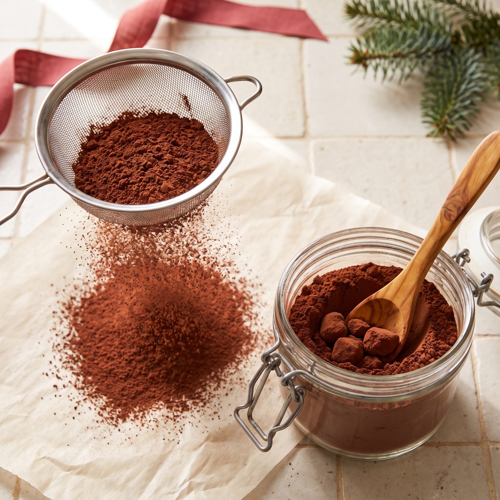 Sift Natural Cocoa Powder for Lumps
