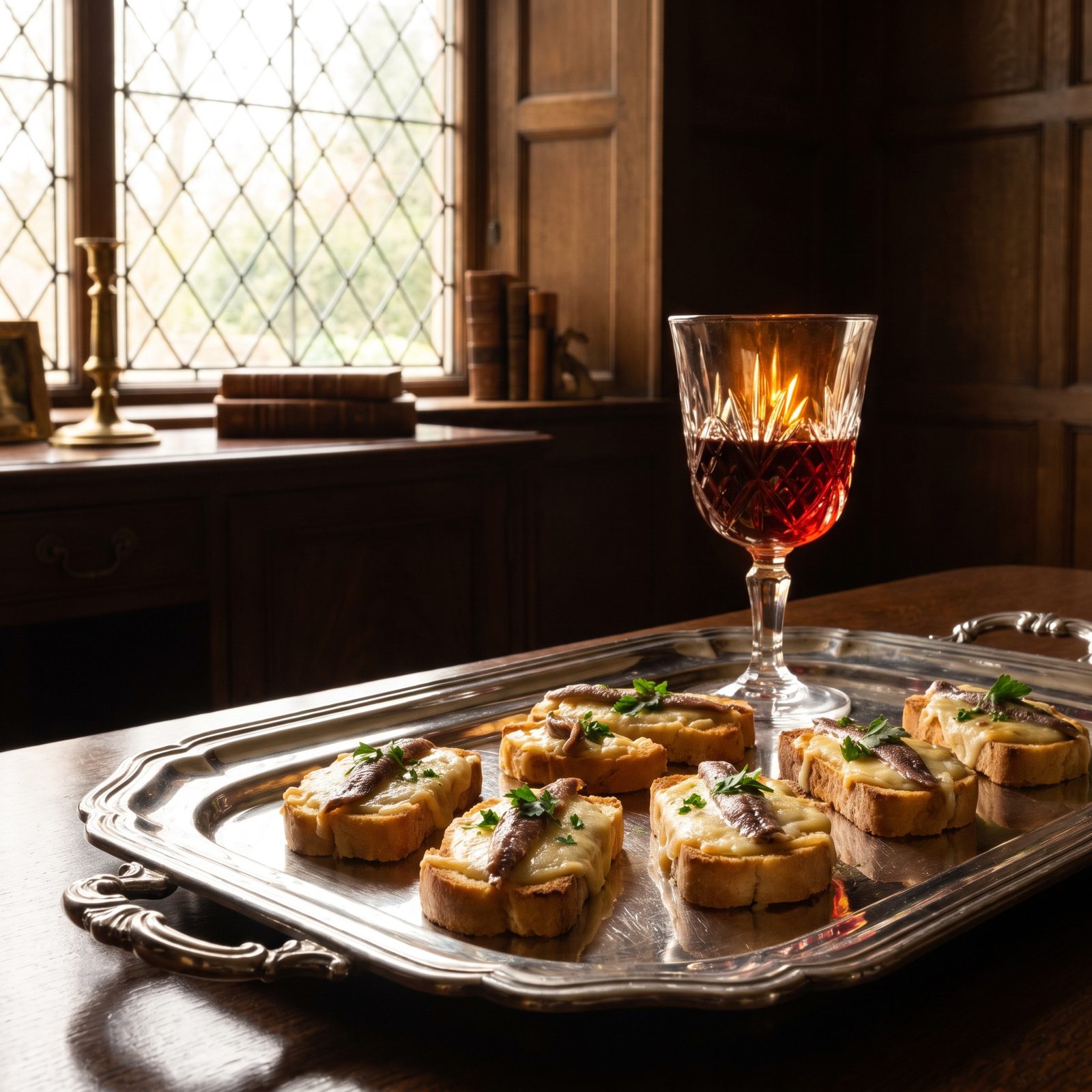 A Silver Tray of Hot Anchovy Toasts, the Savoury Course Time Forgot