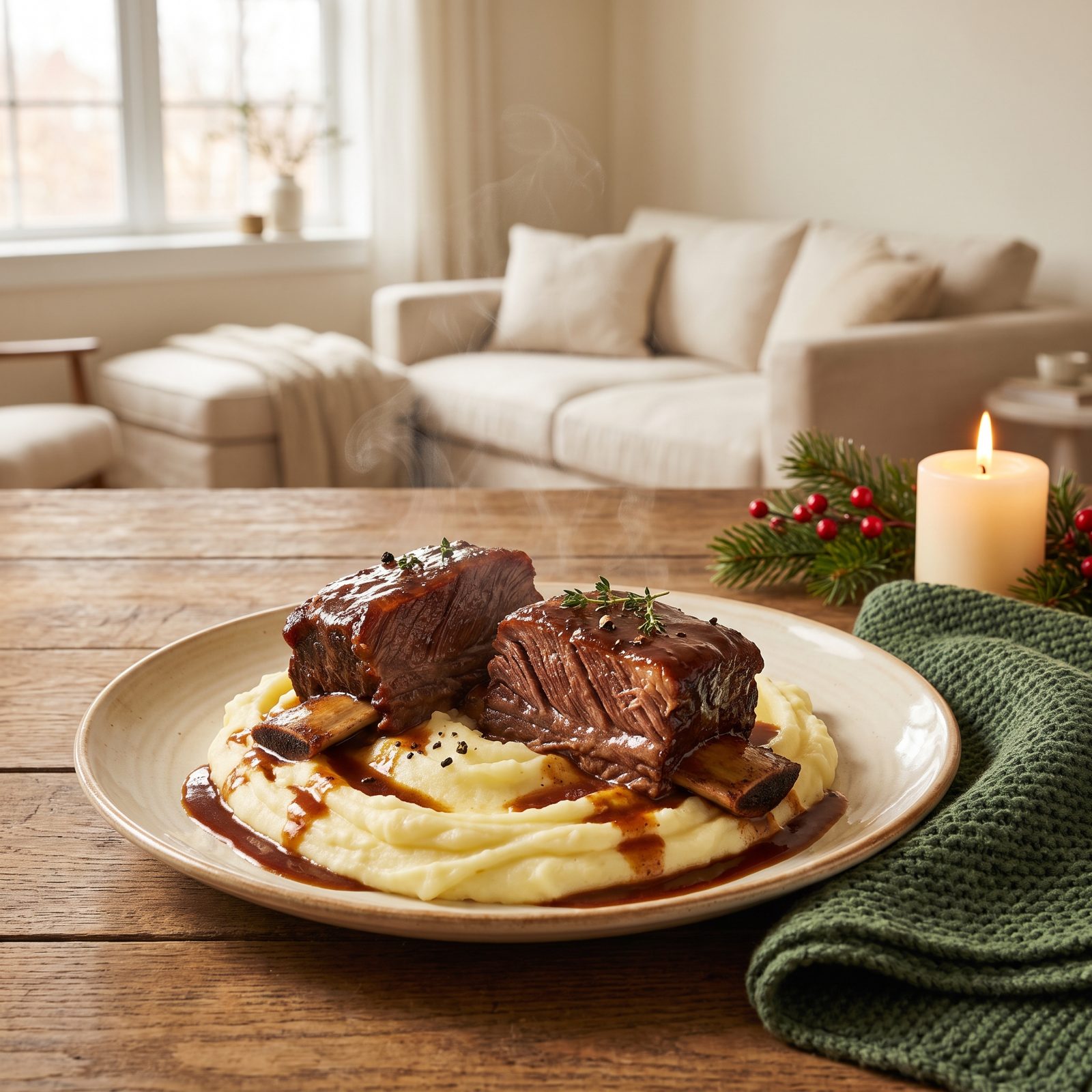 Slow-Braised Beef Short Ribs Over Mashed Potatoes