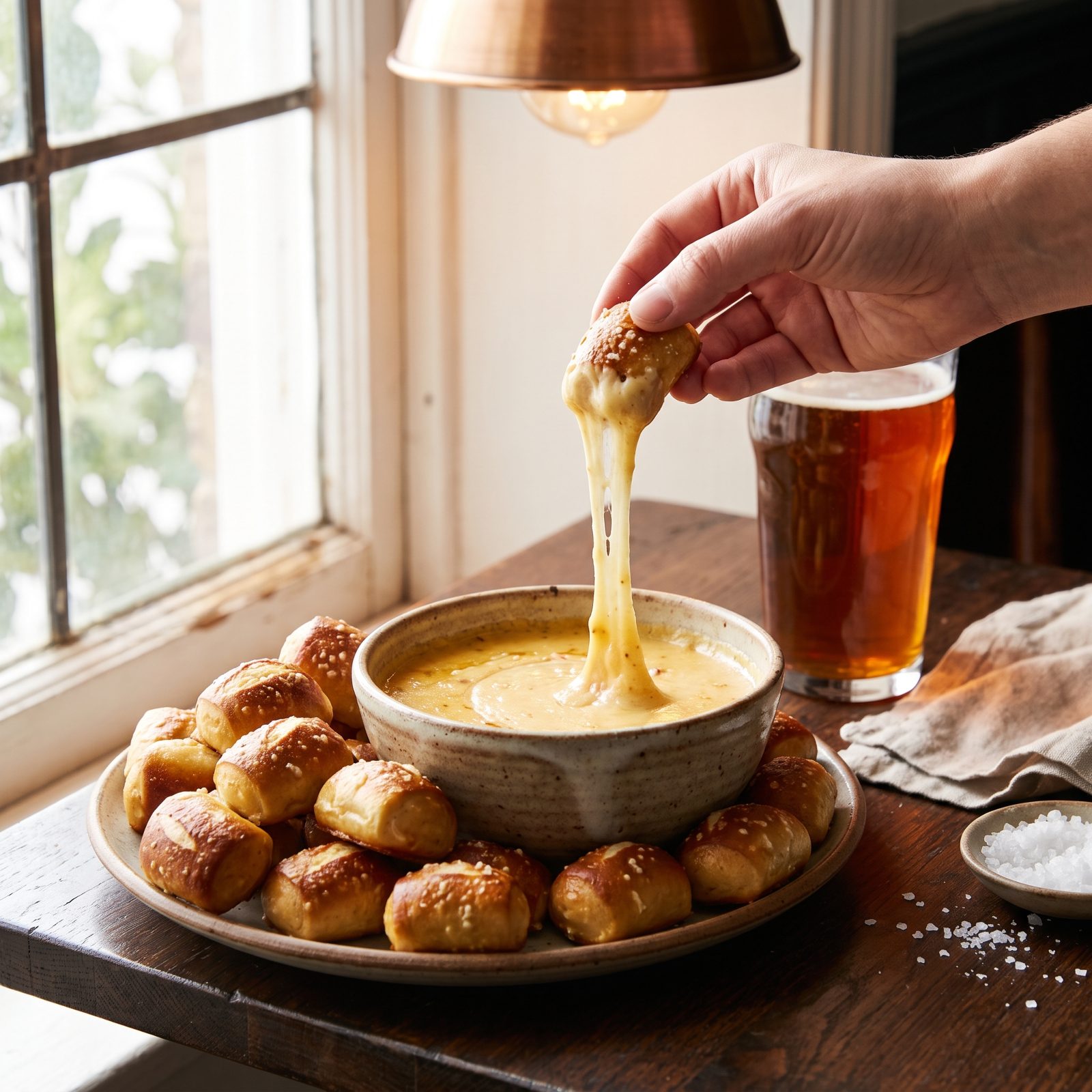 Soft Pretzel Bites With Beer-Cheese Mustard