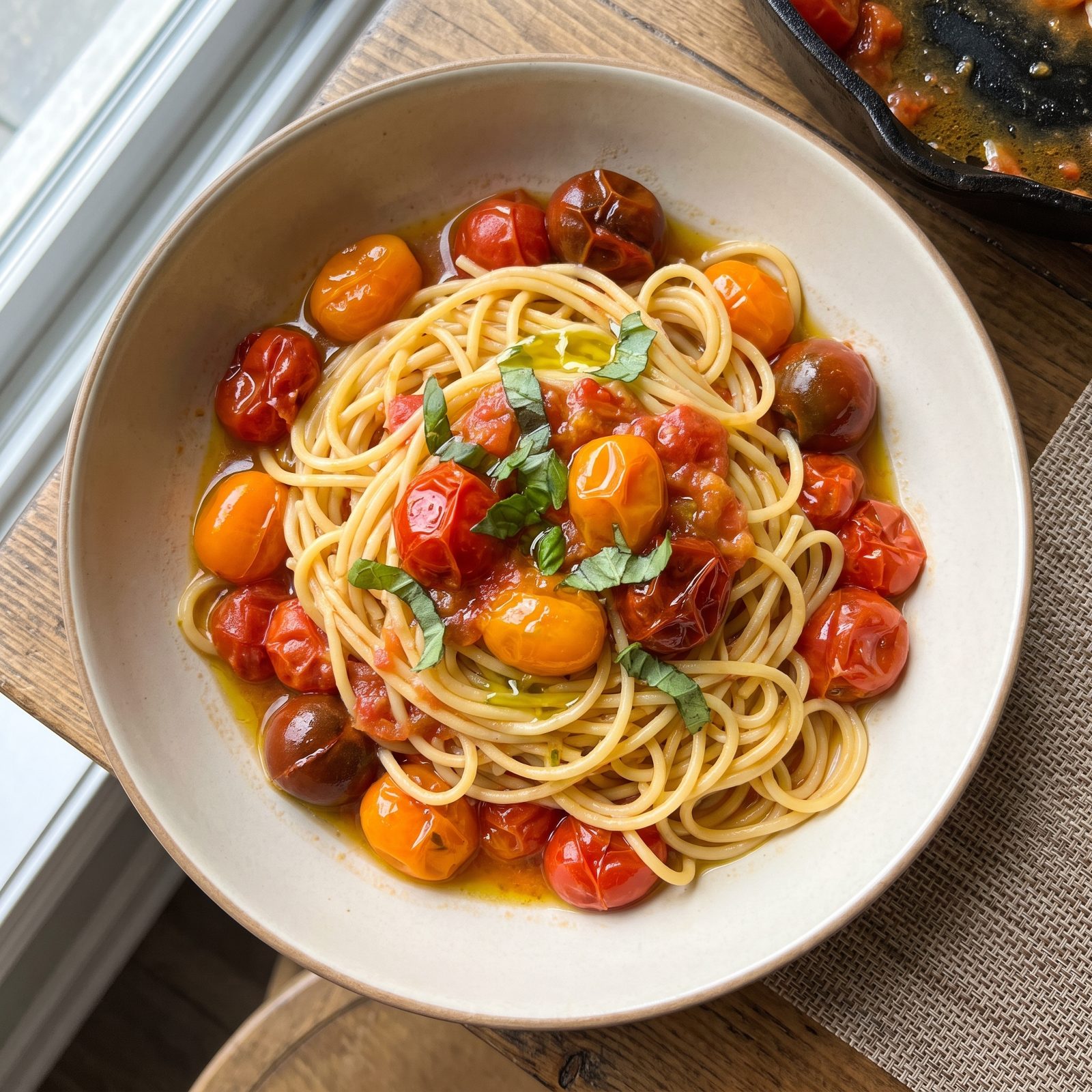 Spaghetti With Burst Cherry Tomatoes