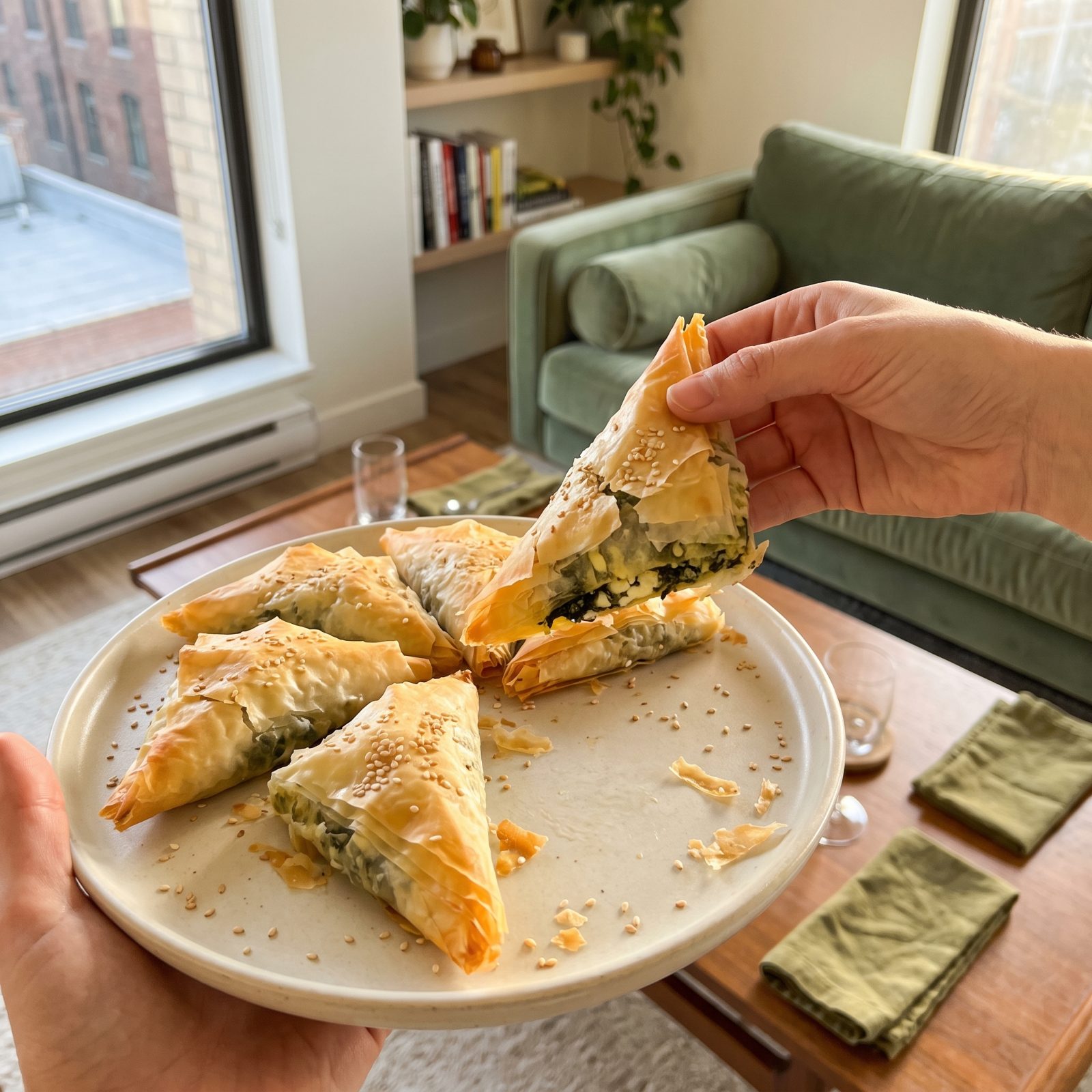 Spanakopita Triangles With Flaky Phyllo