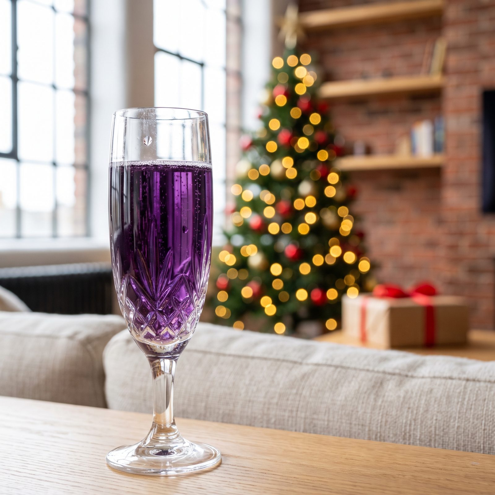 Sparkling Grape Juice in a Champagne Flute