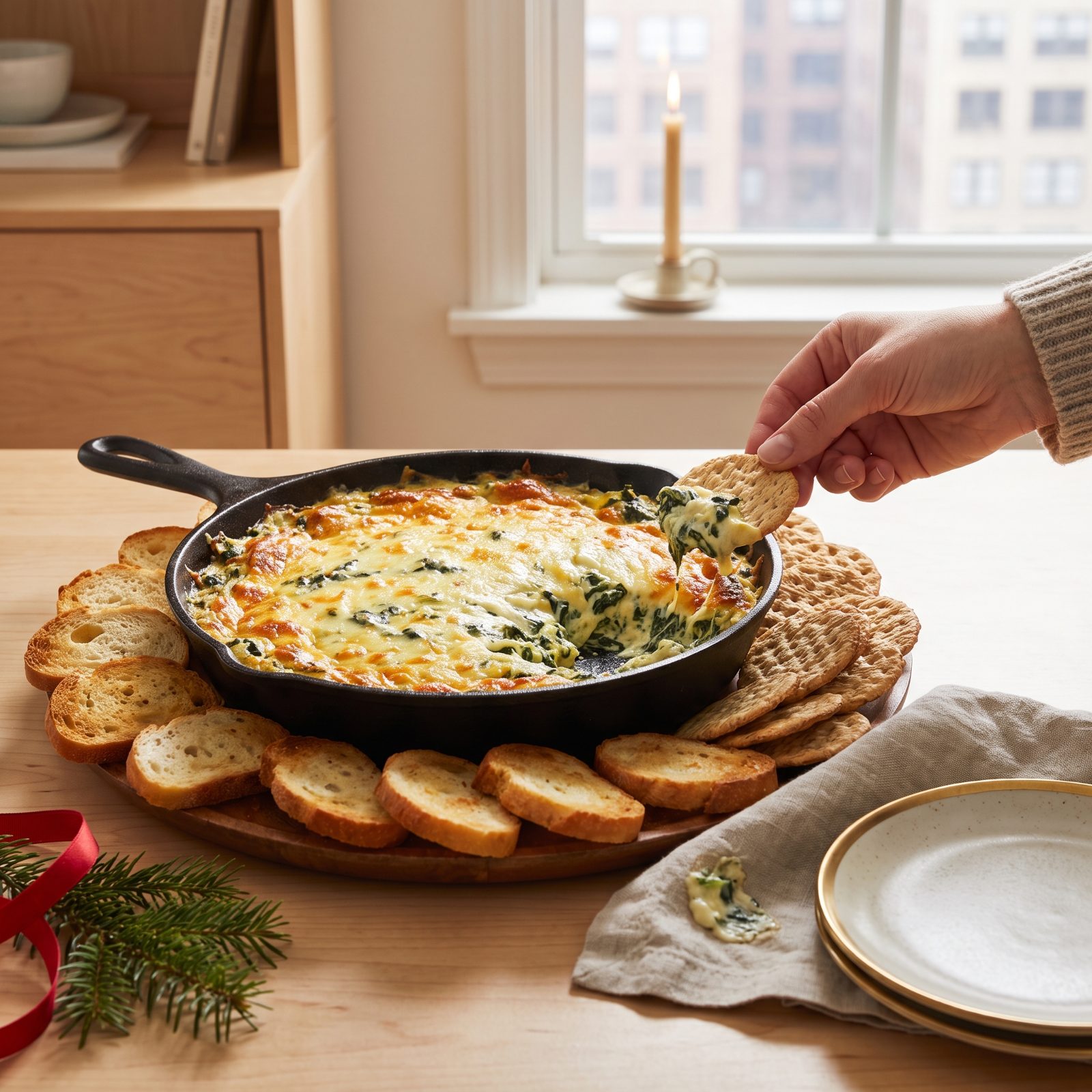 Spinach-Artichoke Dip, the Communal First Scoop