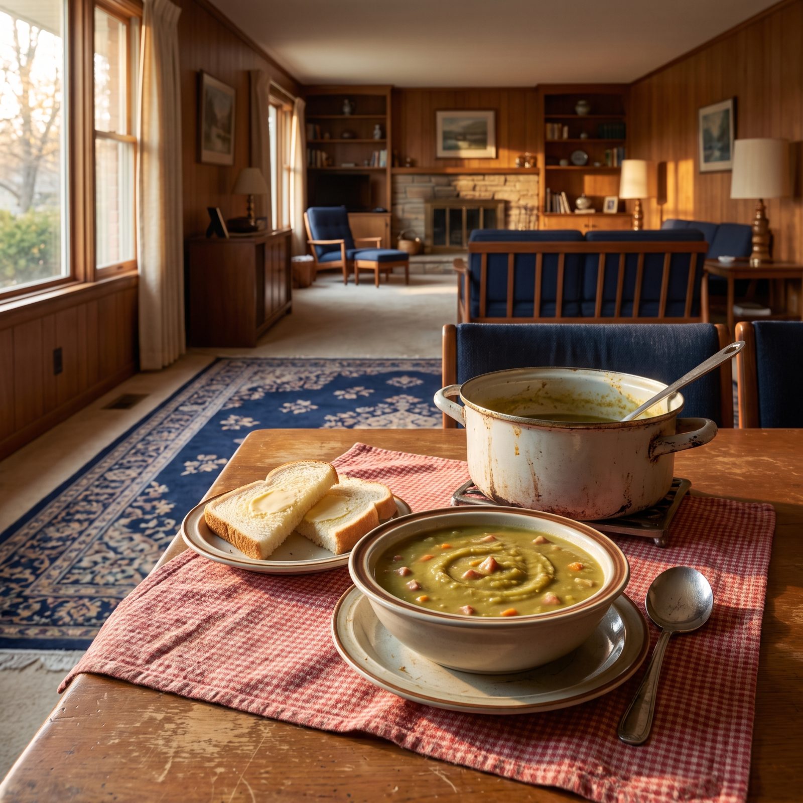 Split Pea Soup With Buttered Bread