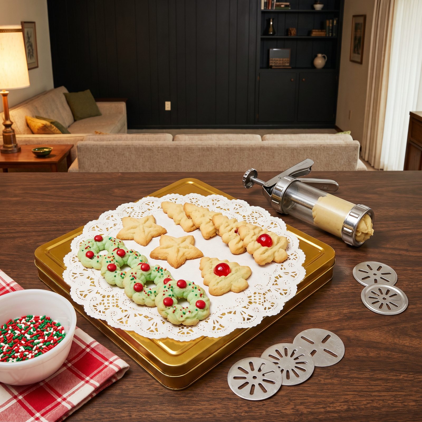 Spritz Cookies From a Press, Shaped Like Little Wreaths