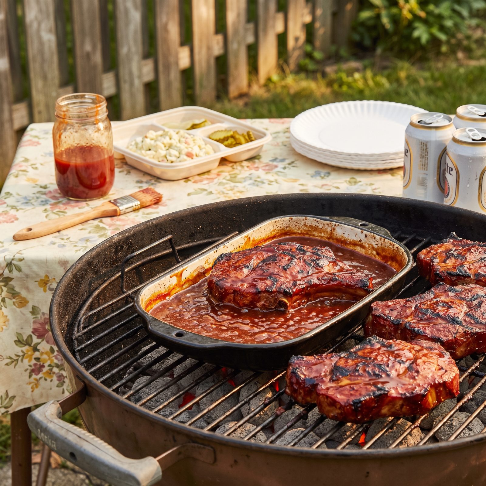 St. Louis Pork Steaks Simmered in Barbecue Sauce