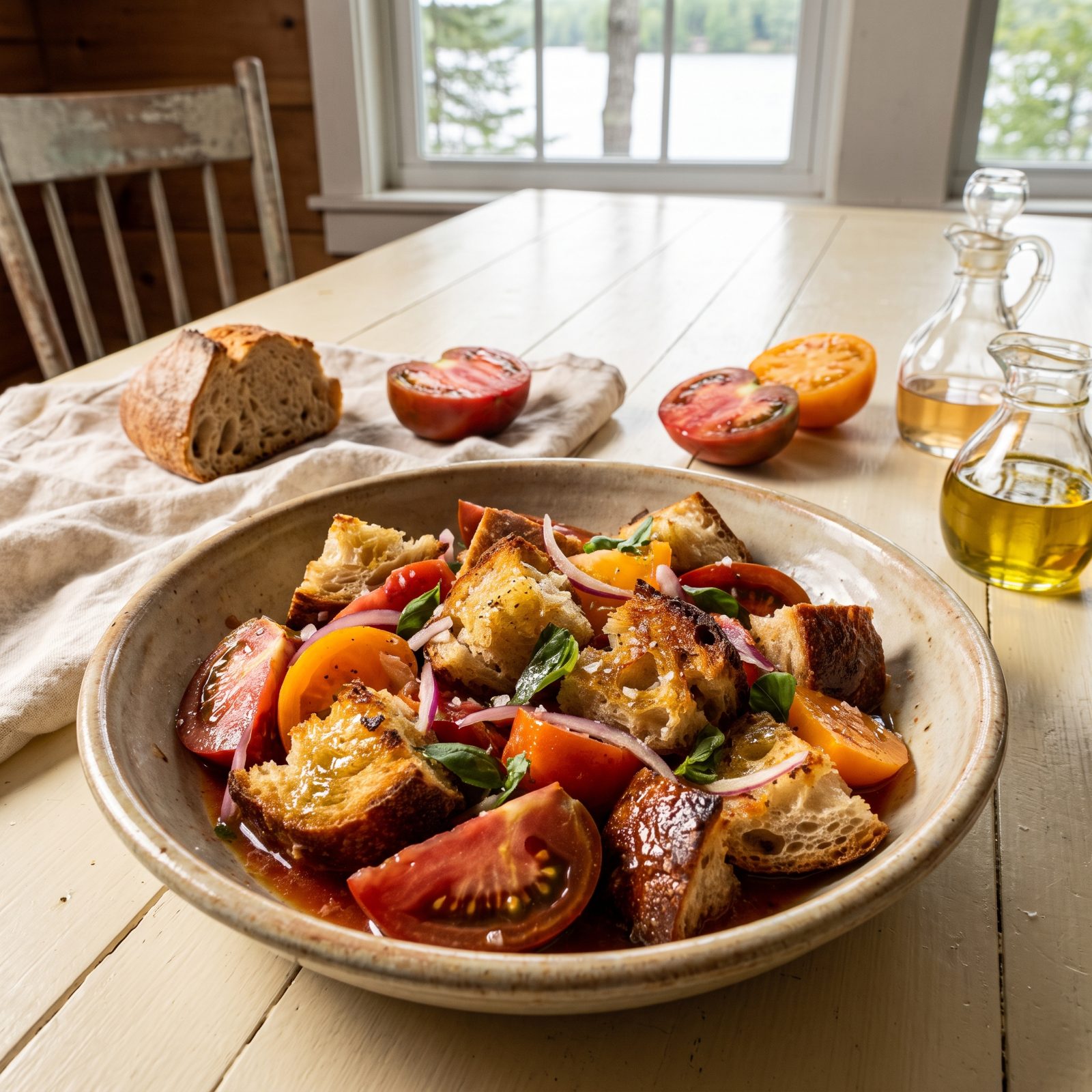 Stale Bread and Ripe Tomatoes in Panzanella