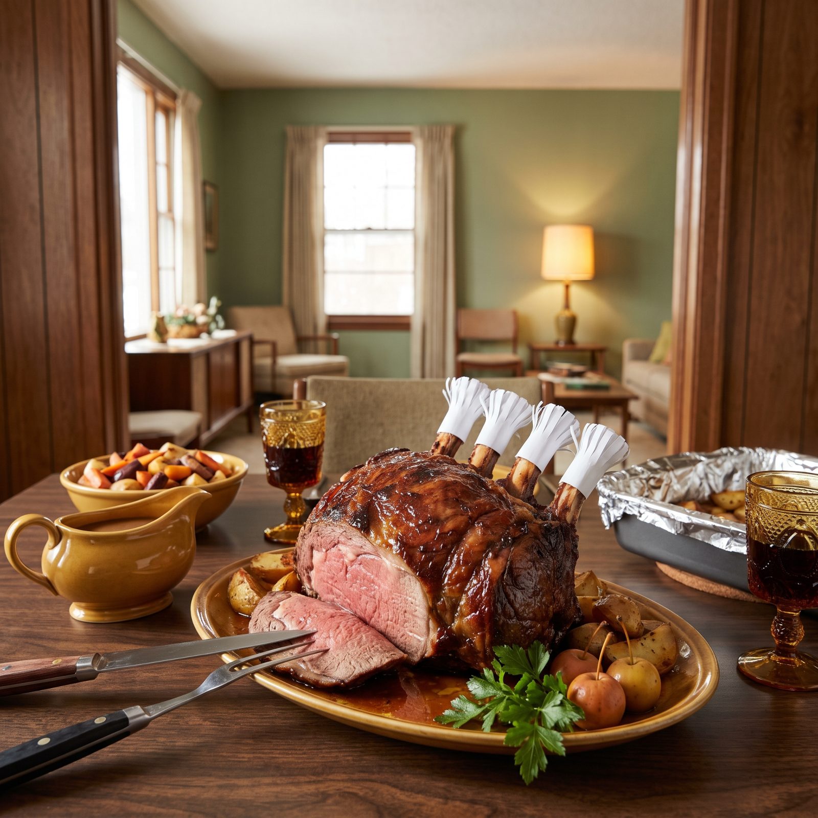Standing Rib Roast Carved at the Head of the Table