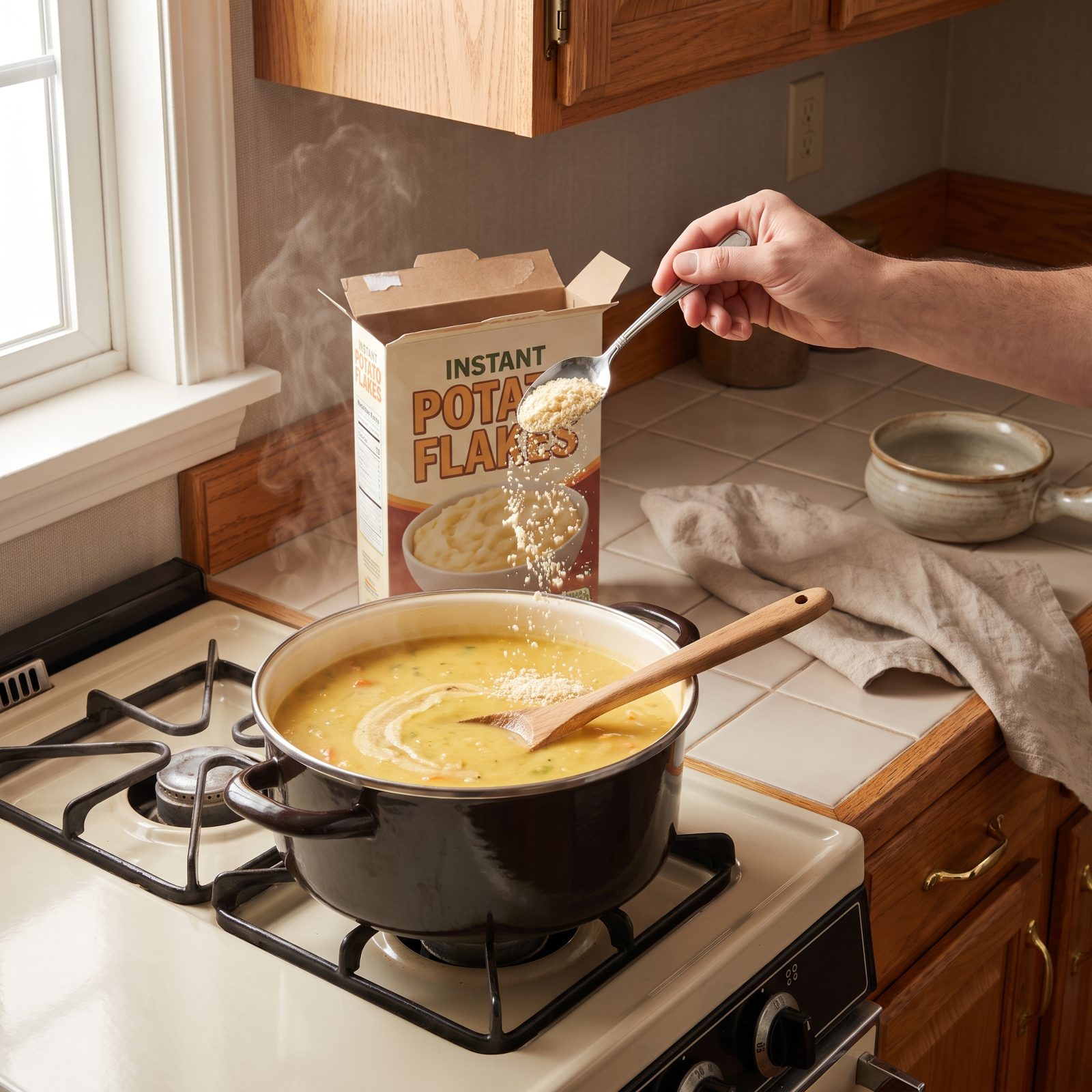 Stir Instant Potato Flakes Into Thin Soup as an Emergency Thickener