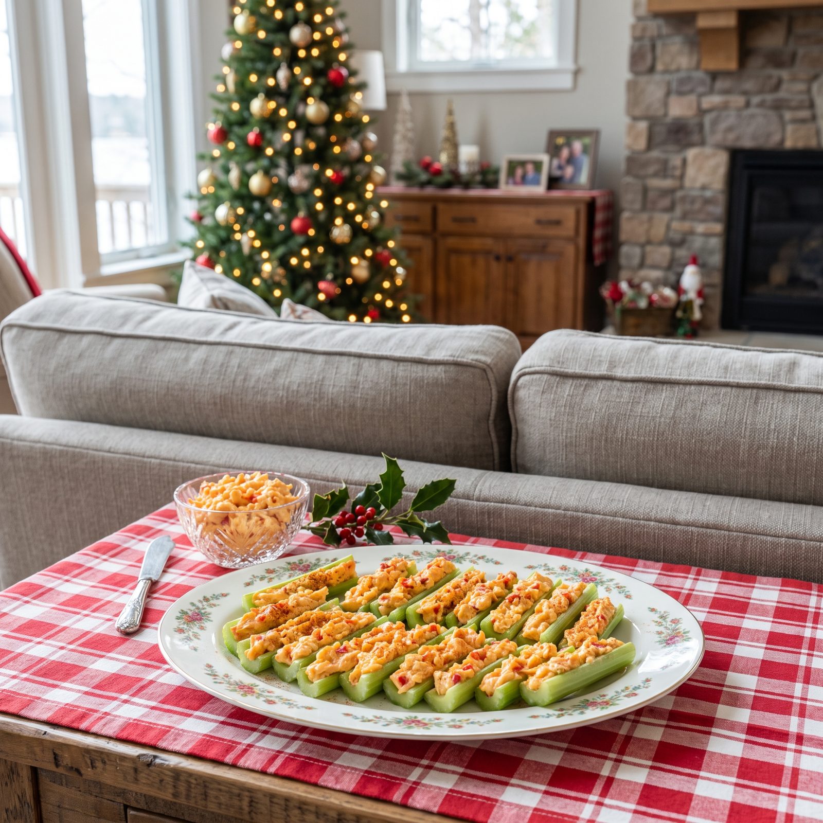 Stuffed Celery Loaded With Pimento Cheese