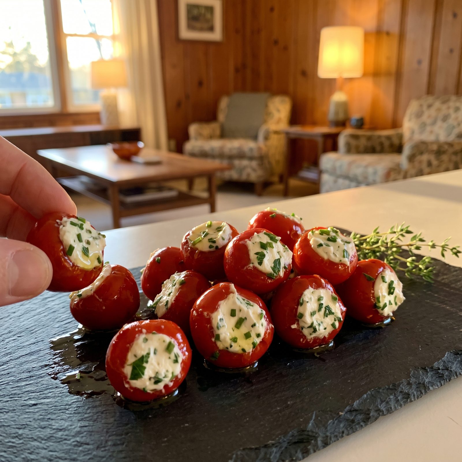 Stuffed Peppadew Peppers With Herbed Goat Cheese