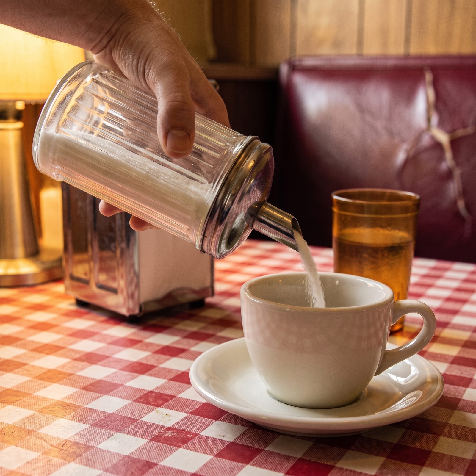 Sugar Poured From Heavy Glass Dispensers