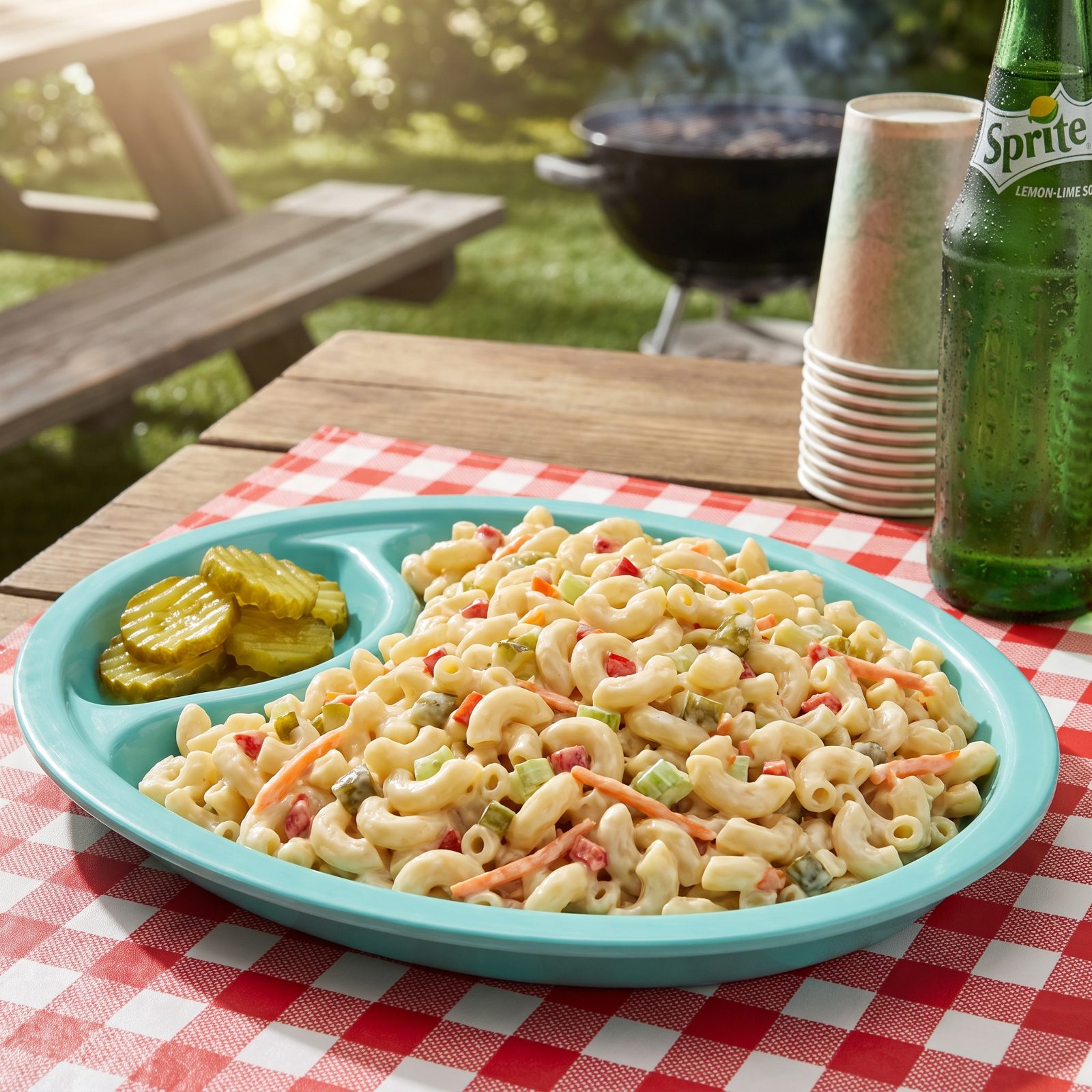 Sweet Pickle Macaroni Salad Made With Elbow Noodles