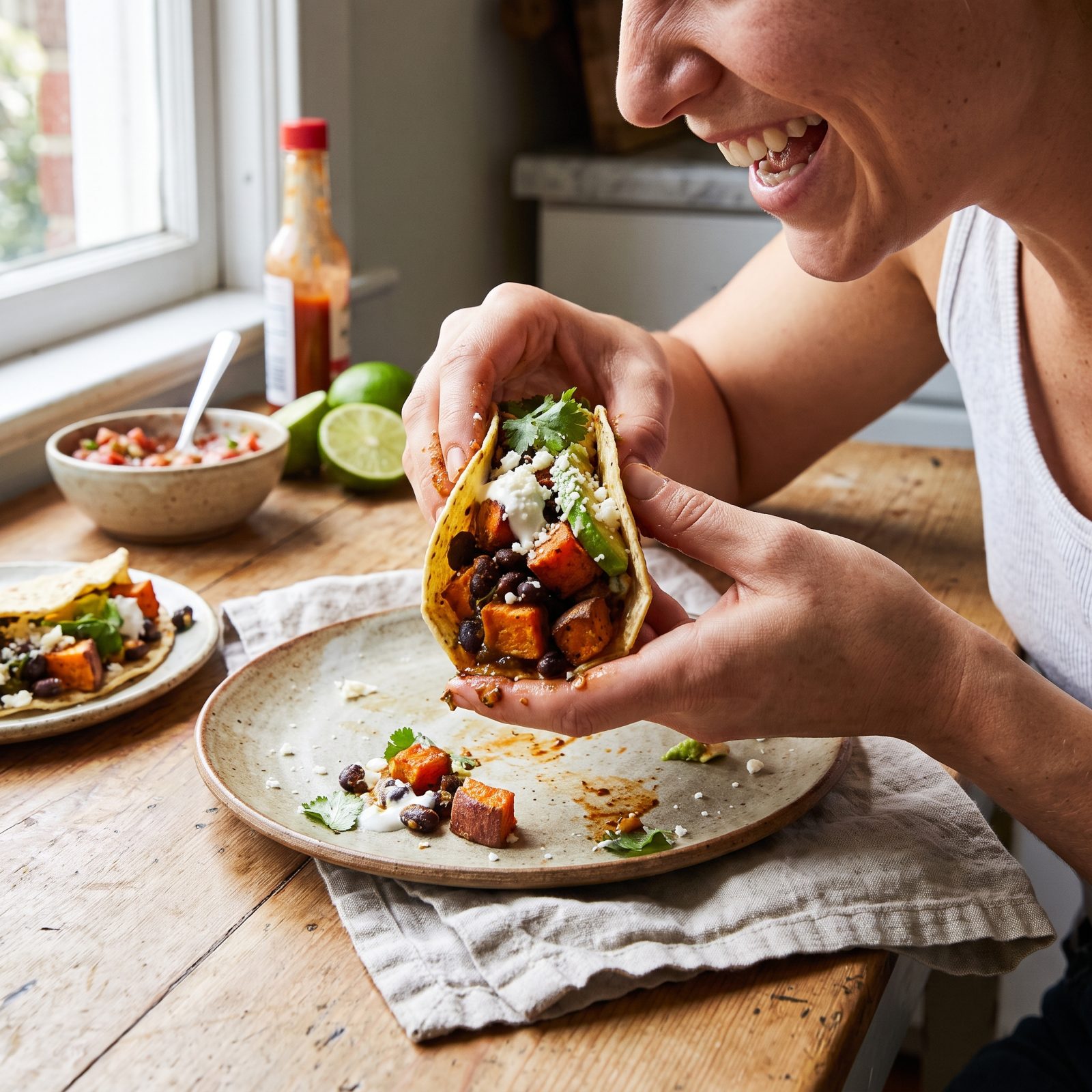A Sweet Potato Becomes a Black-Bean Taco Dinner