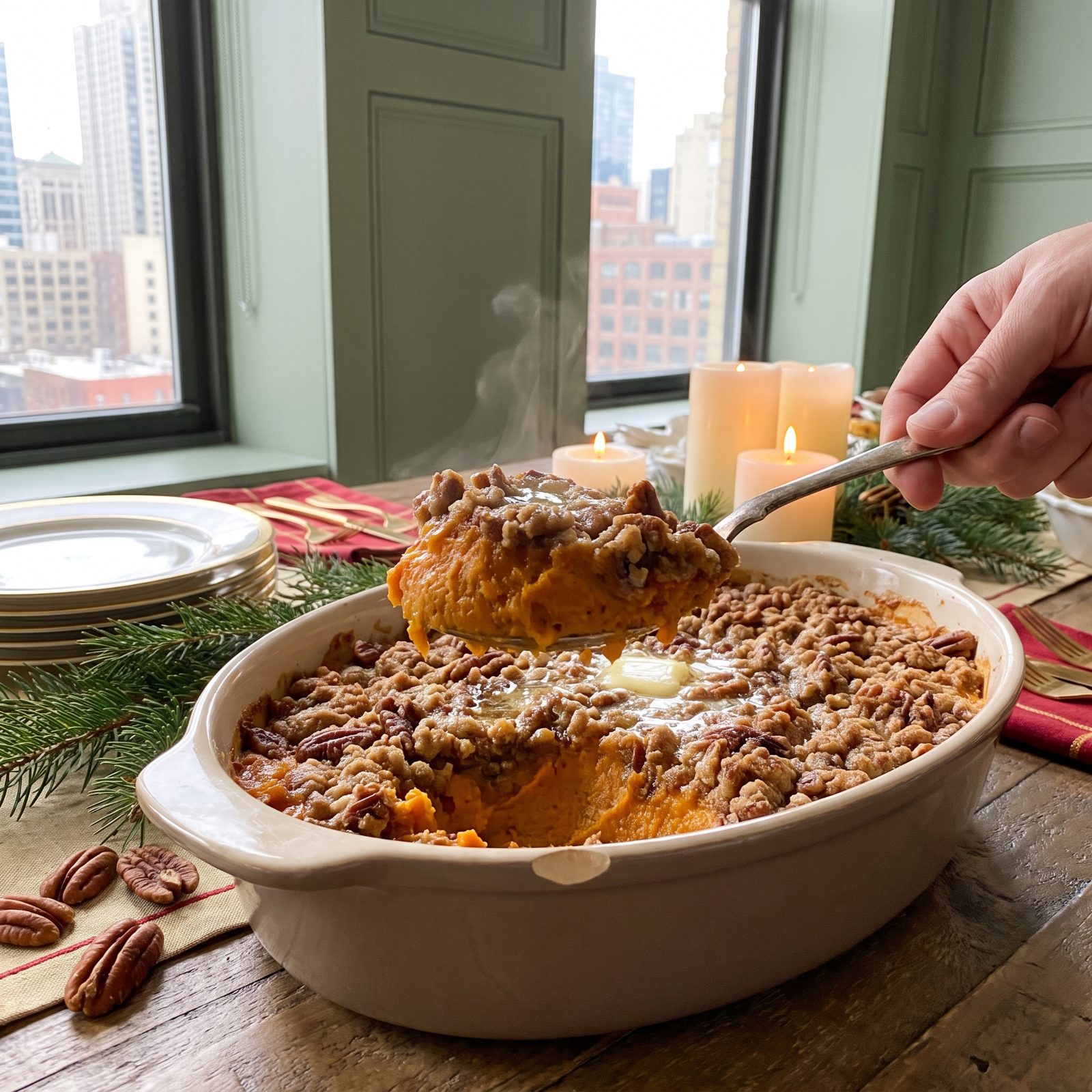 Sweet Potato Casserole With Pecan Streusel