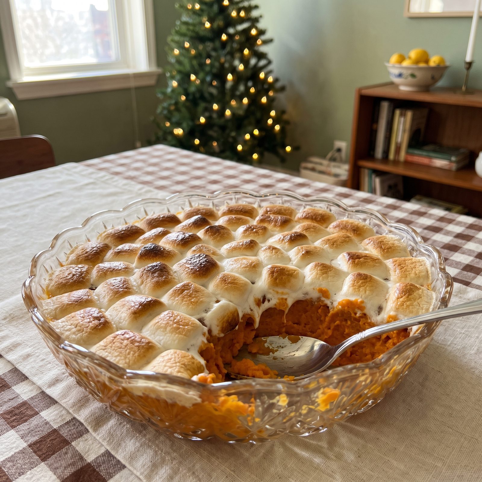 Sweet Potatoes Buried Under Toasted Marshmallows