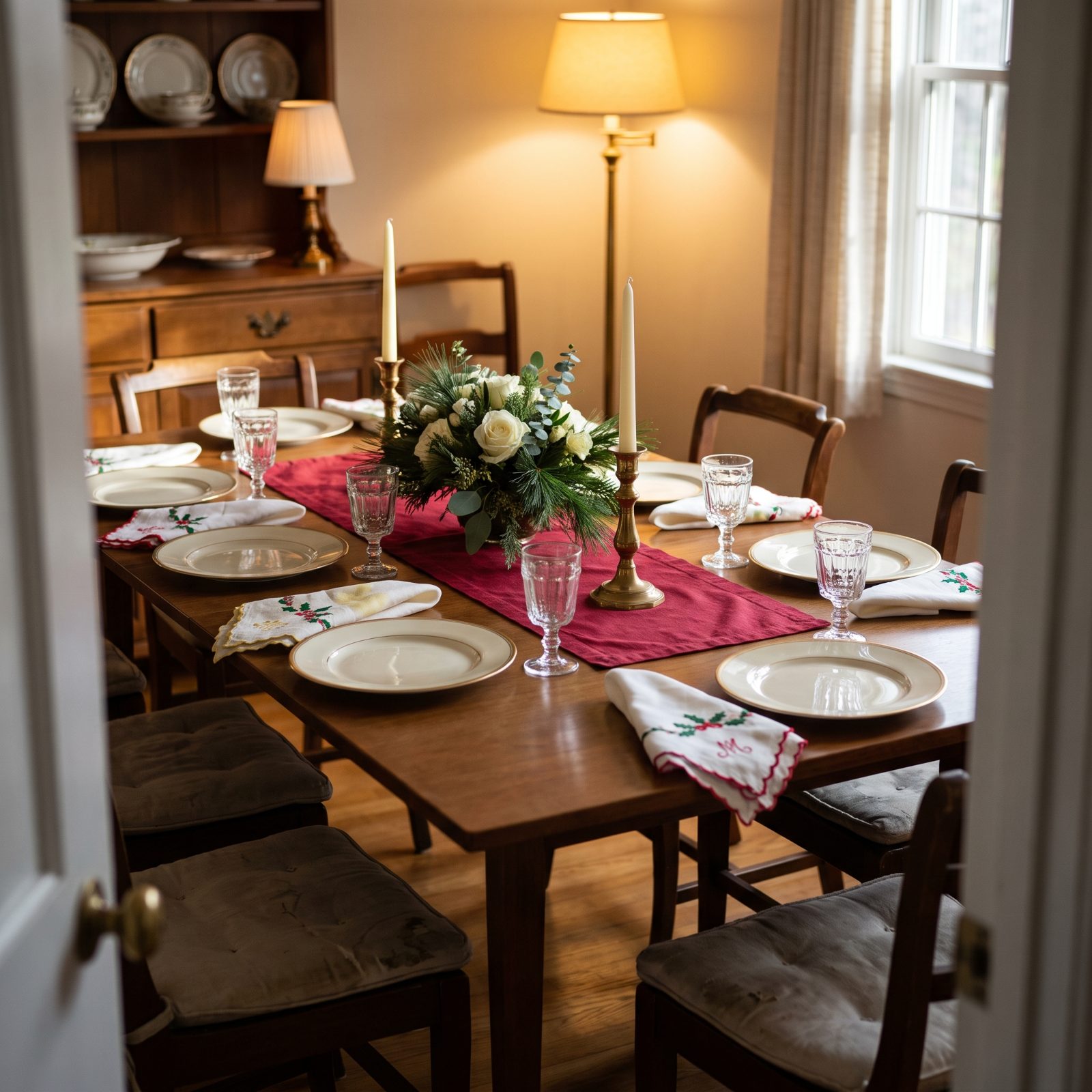 The Table With Embroidered Napkins Collected Over Decades