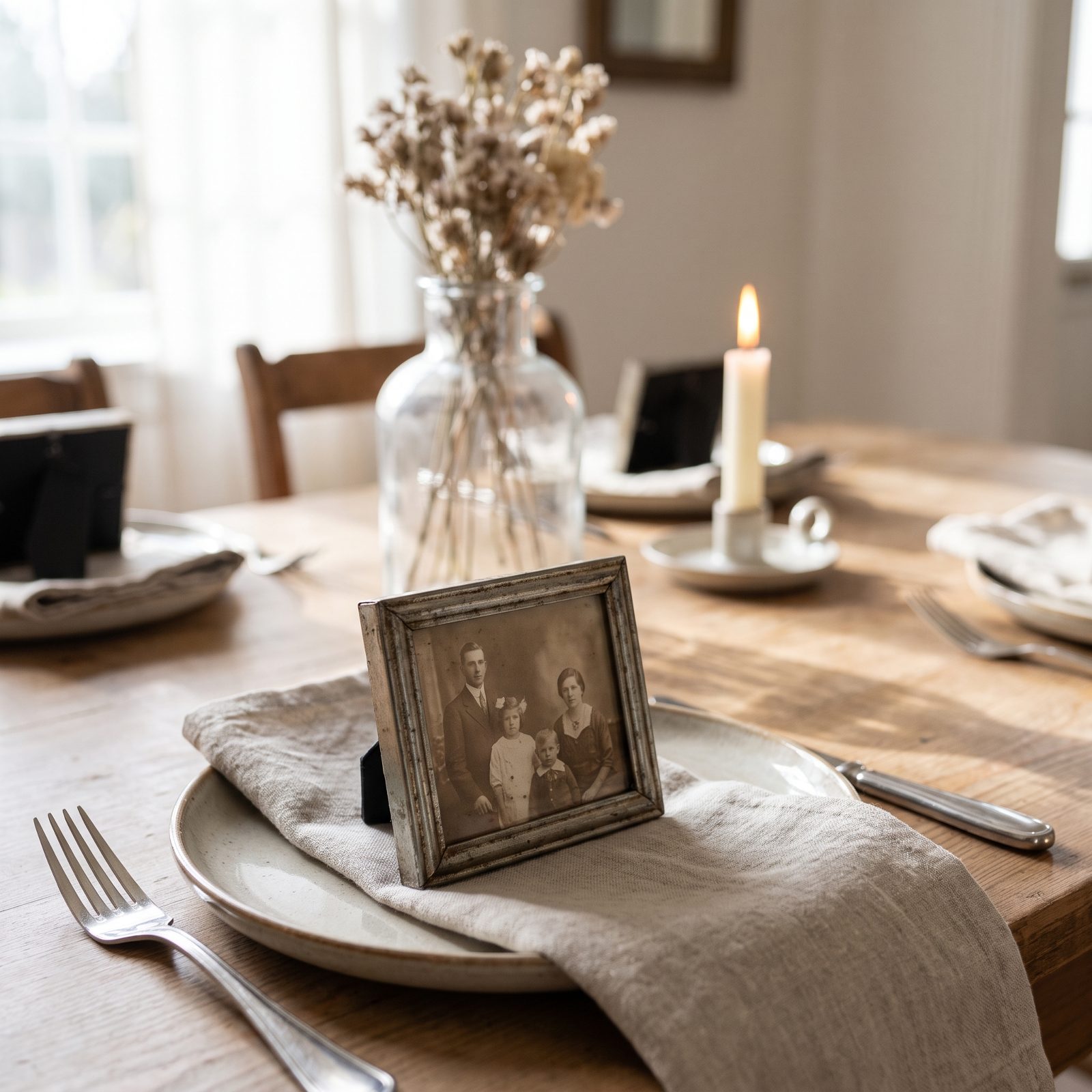 The Table With Family Photographs as Place Cards