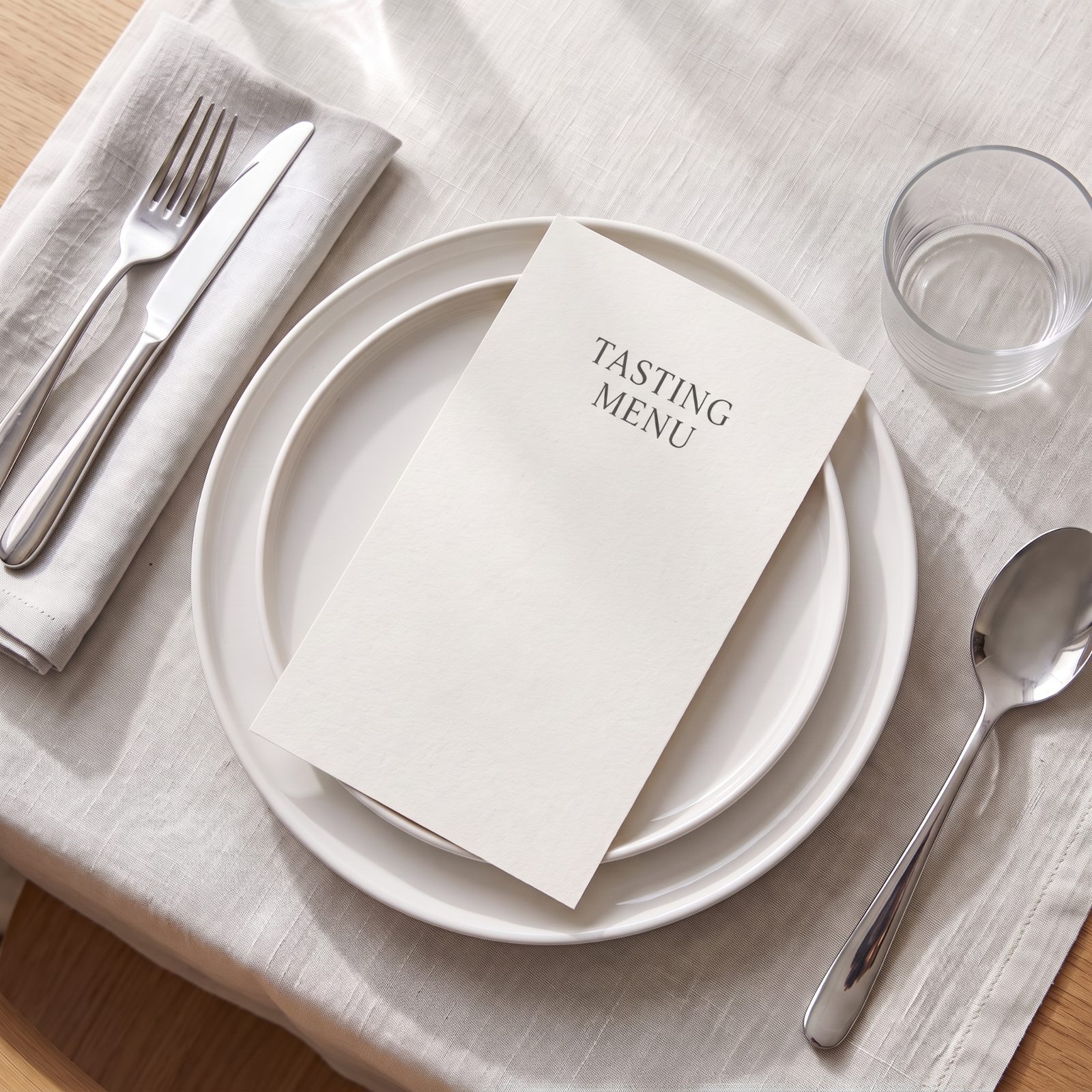 The Table Set With Menus Printed for the Occasion