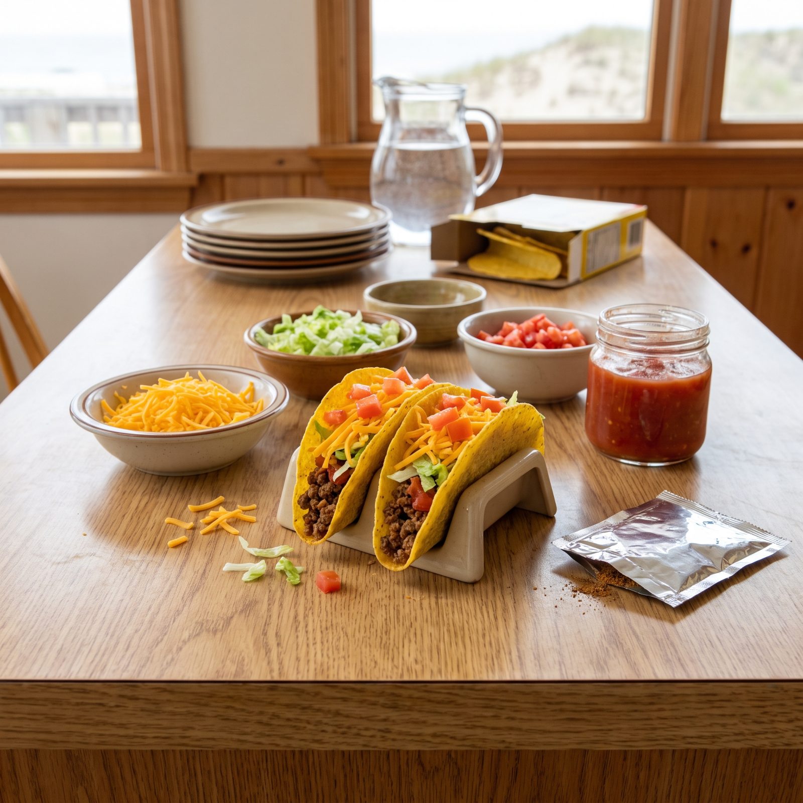 Taco Night With Crunchy Shells and Packet Seasoning