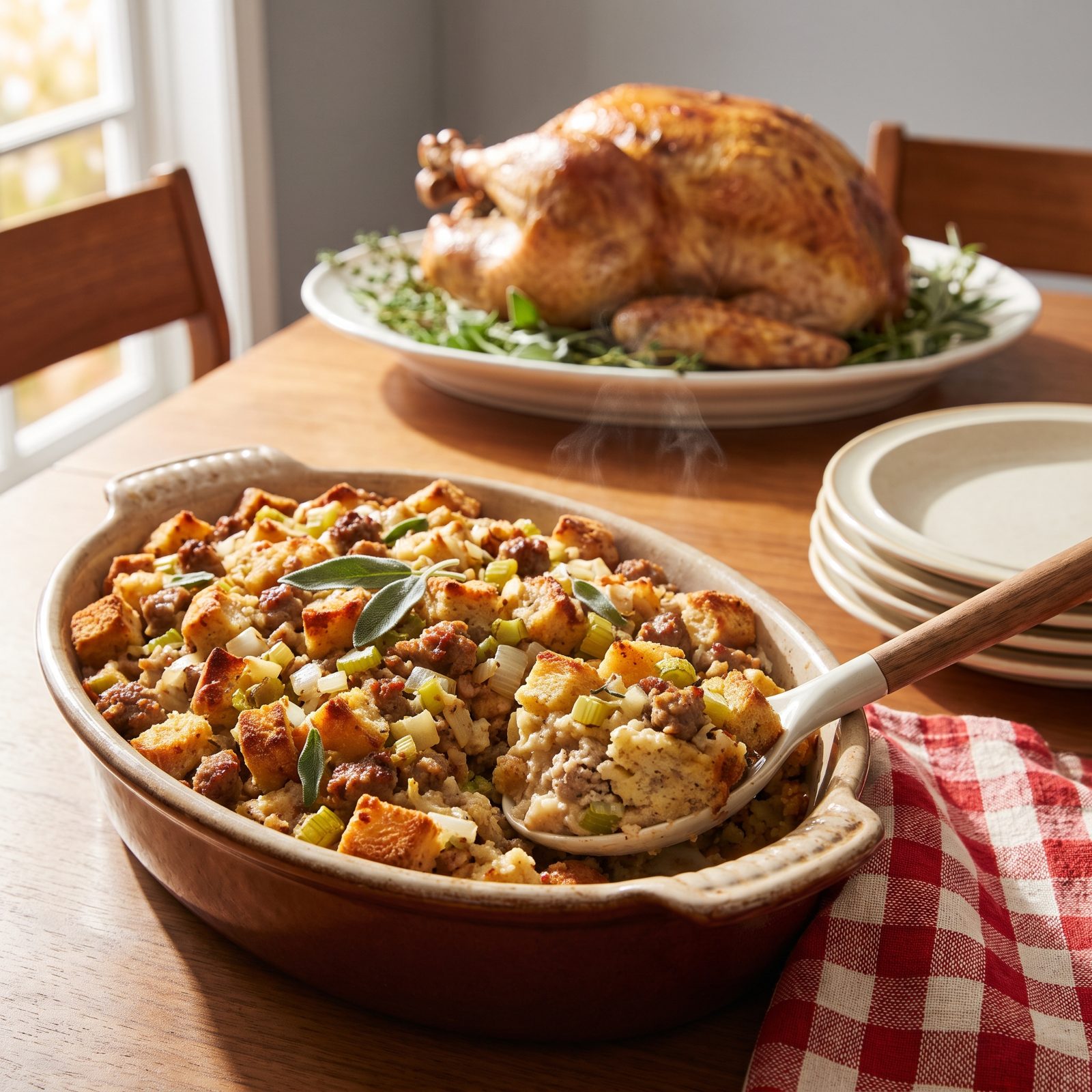 Thanksgiving Turkey Upstaged by Sausage Stuffing