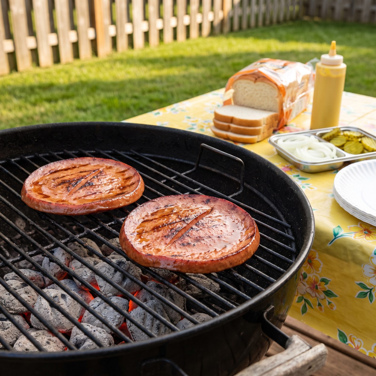 Thick Bologna Steaks Grilled Until Their Edges Curled