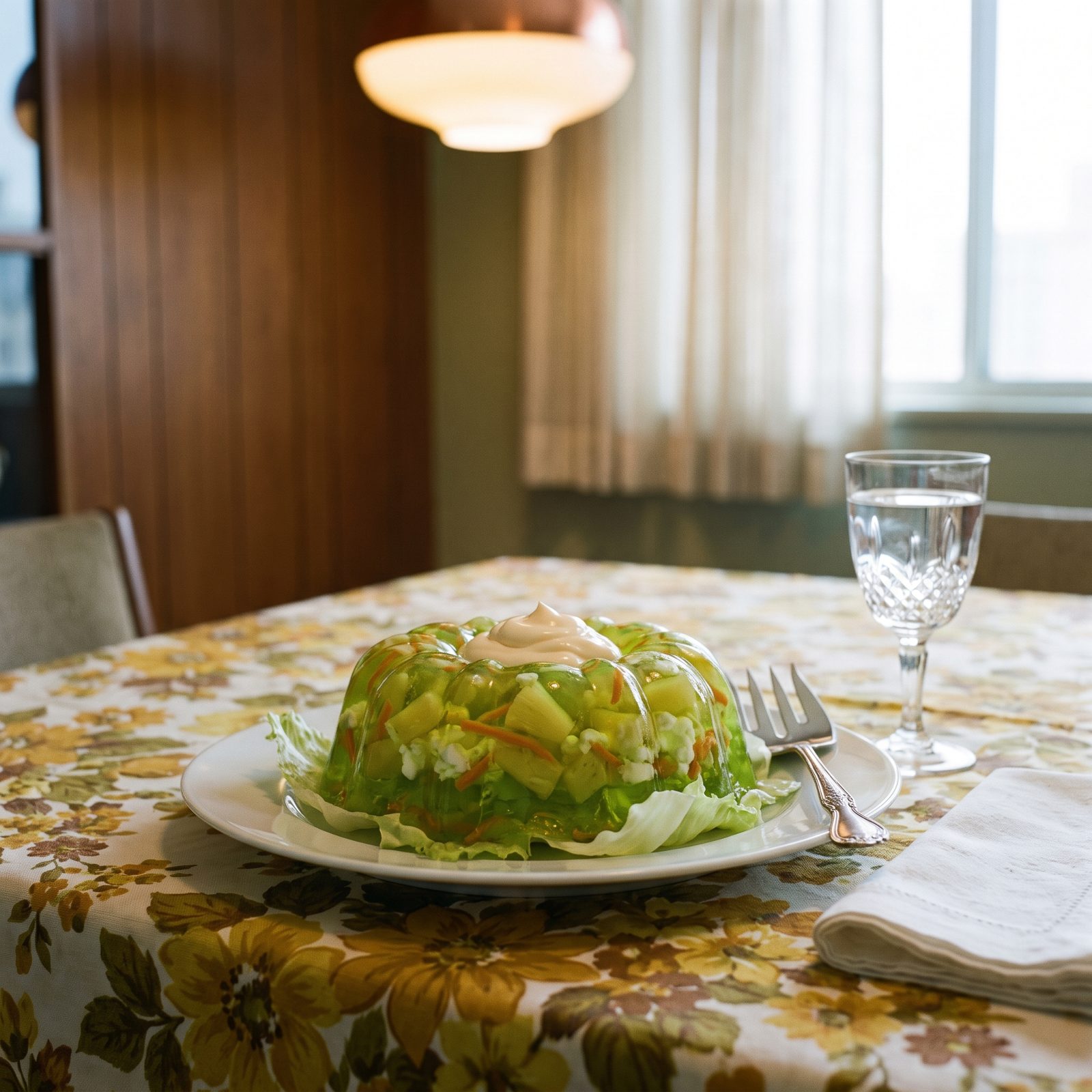Thursday's Molded Lime Gelatin Salad, Unmolded With a Hot Towel