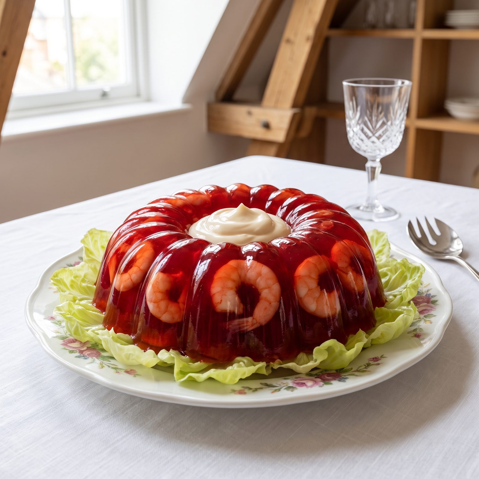 Tomato Aspic Studded with Pink Shrimp