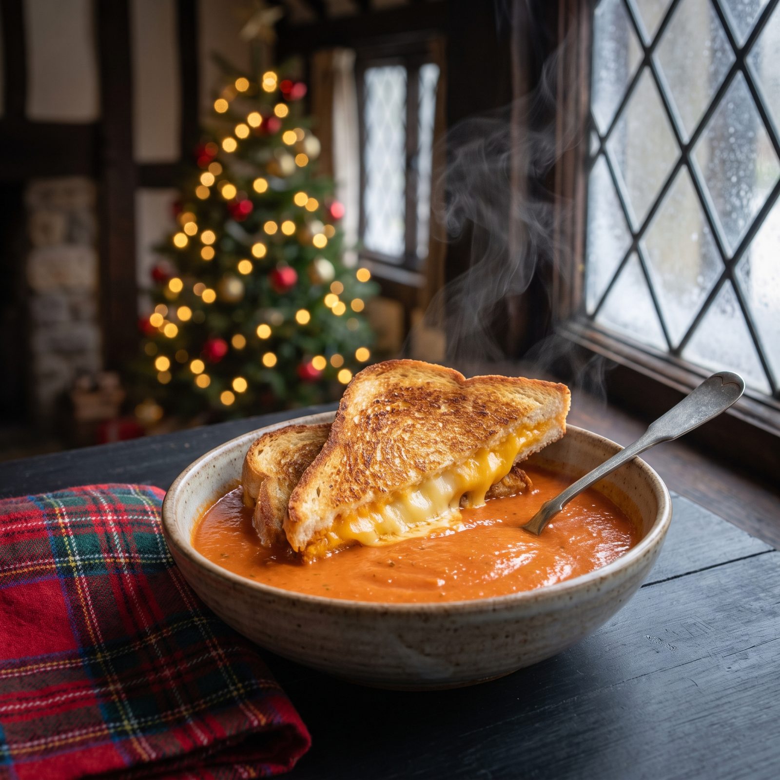 Tomato Soup With a Grilled Cheese Sandwich