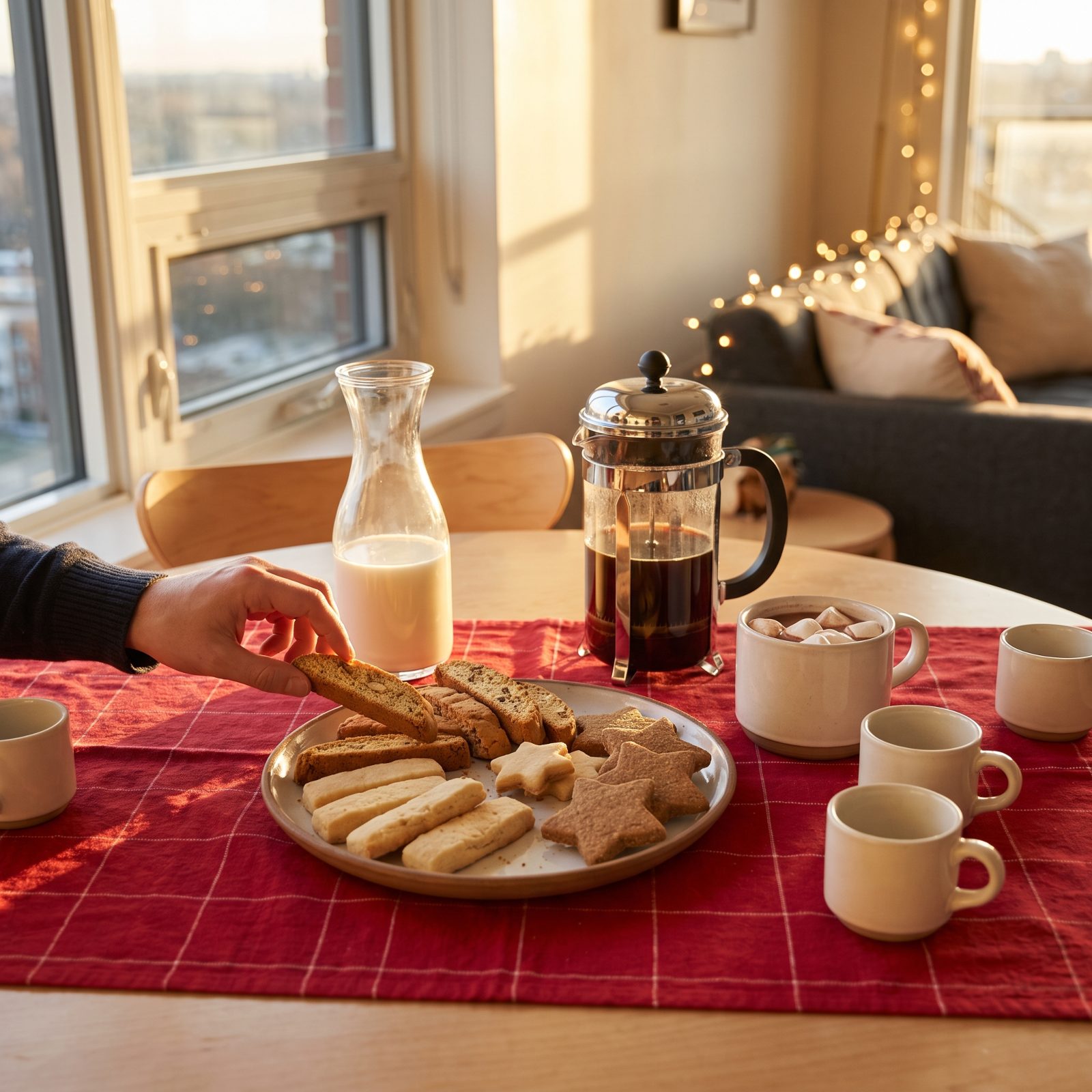 The Tray Served Beside Coffee, Milk and Hot Chocolate